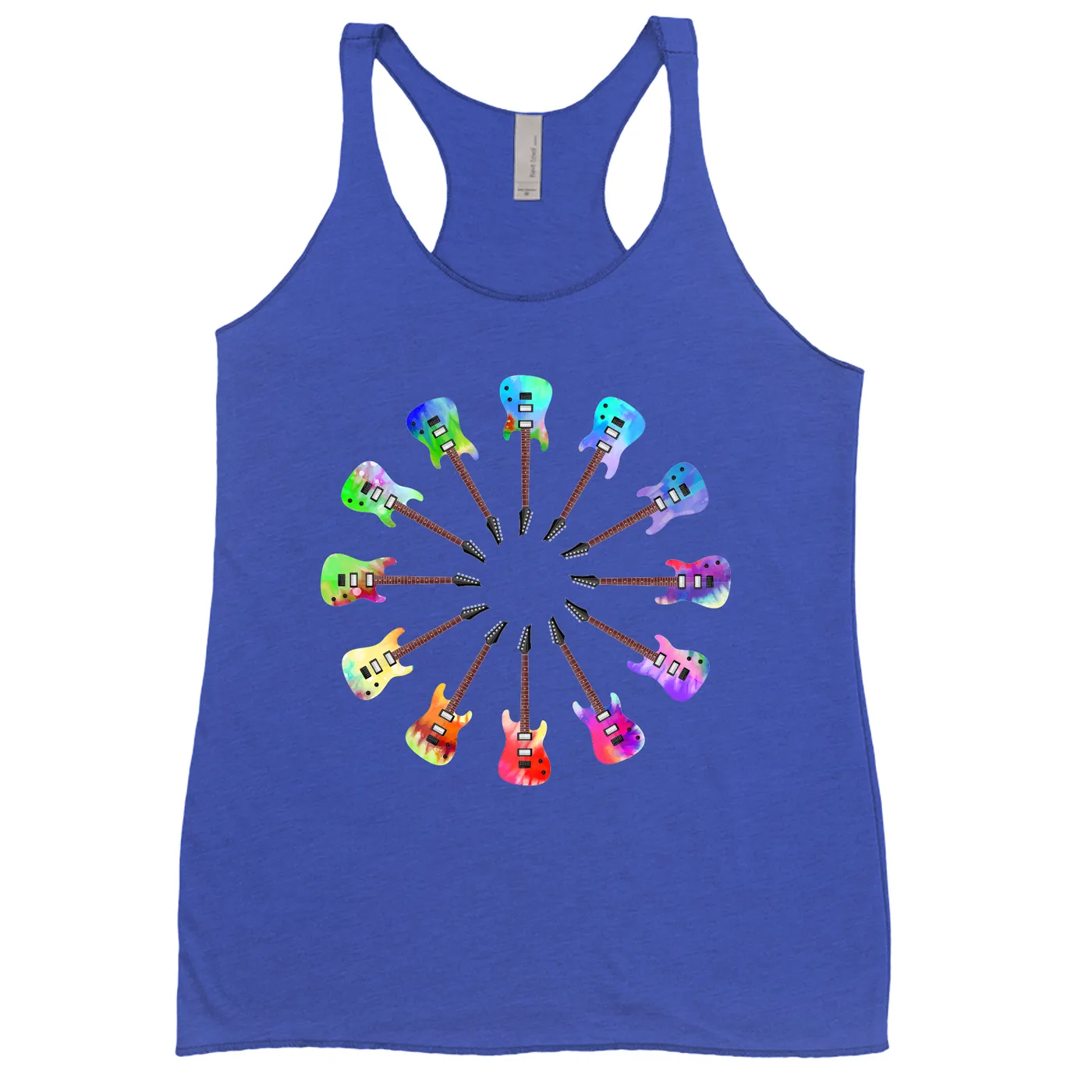 Music Life - Guitar Merchbar Music Life Ladies' Tank Top | Electric Guitar Tie Dye Color Wheel Merchbar Music Life Shirt