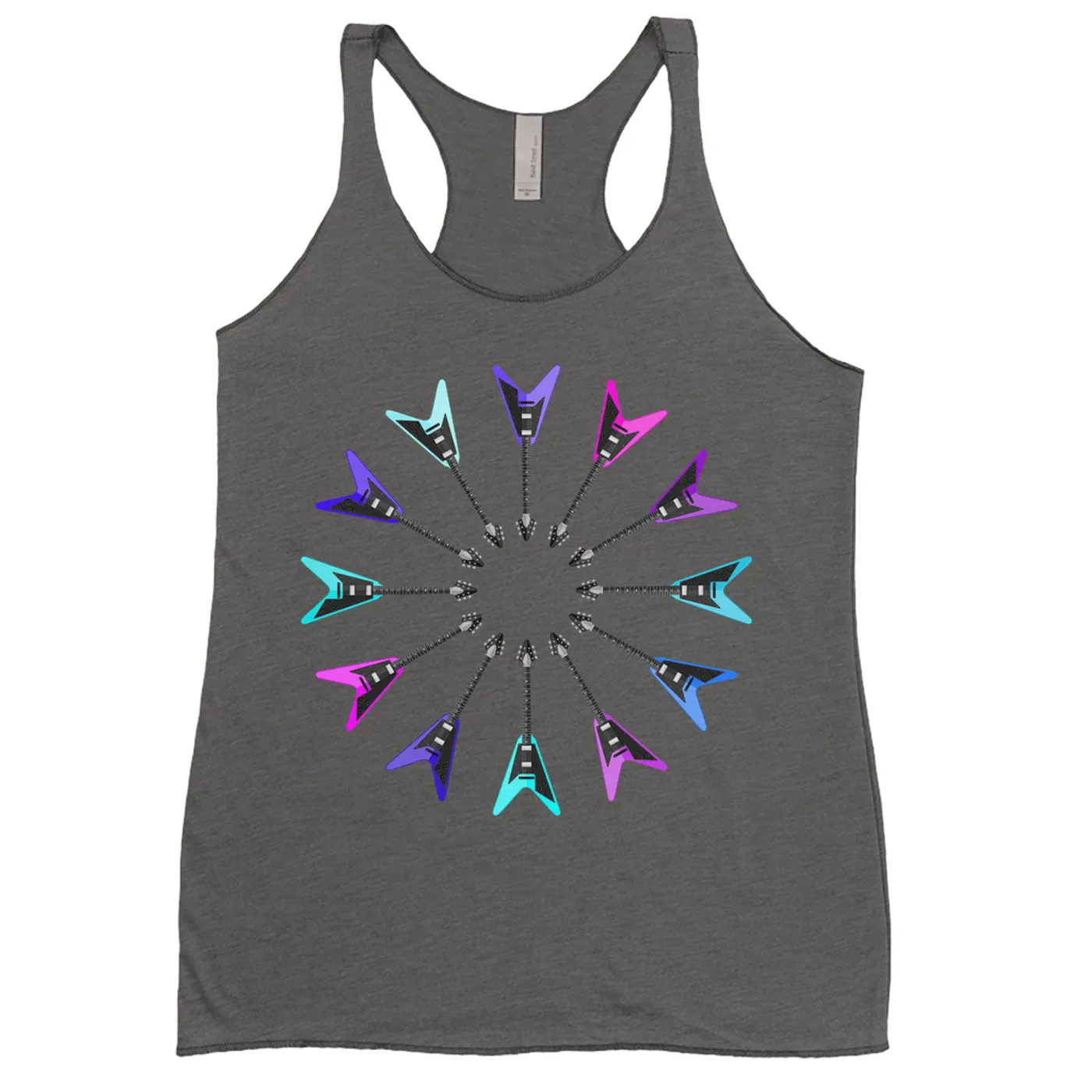 Music Life - Guitar Merchbar Music Life Ladies' Tank Top | Flying Formation Electric Blue Color Wheel Merchbar Music Life Shirt