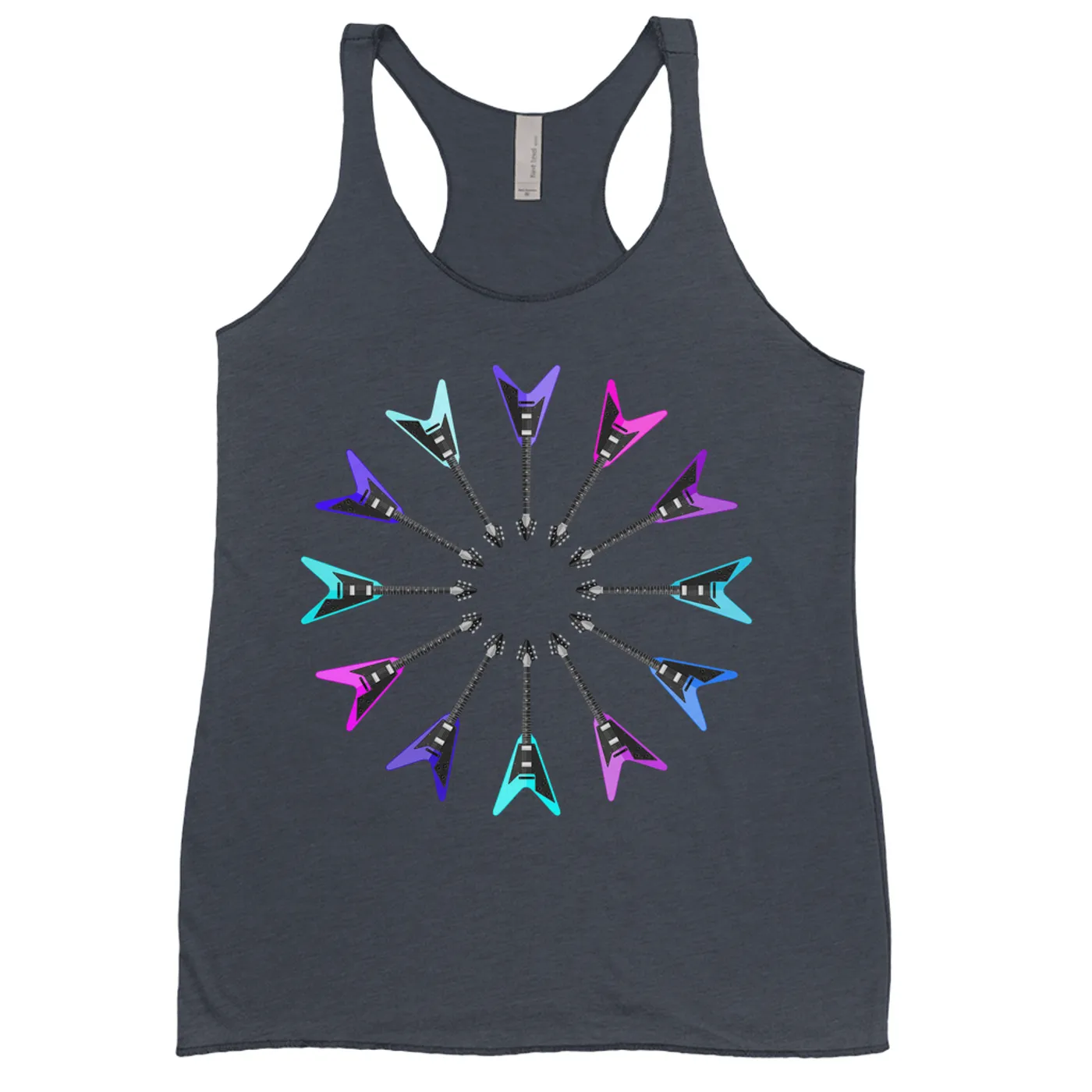 Music Life - Guitar Merchbar Music Life Ladies' Tank Top | Flying Formation Electric Blue Color Wheel Merchbar Music Life Shirt