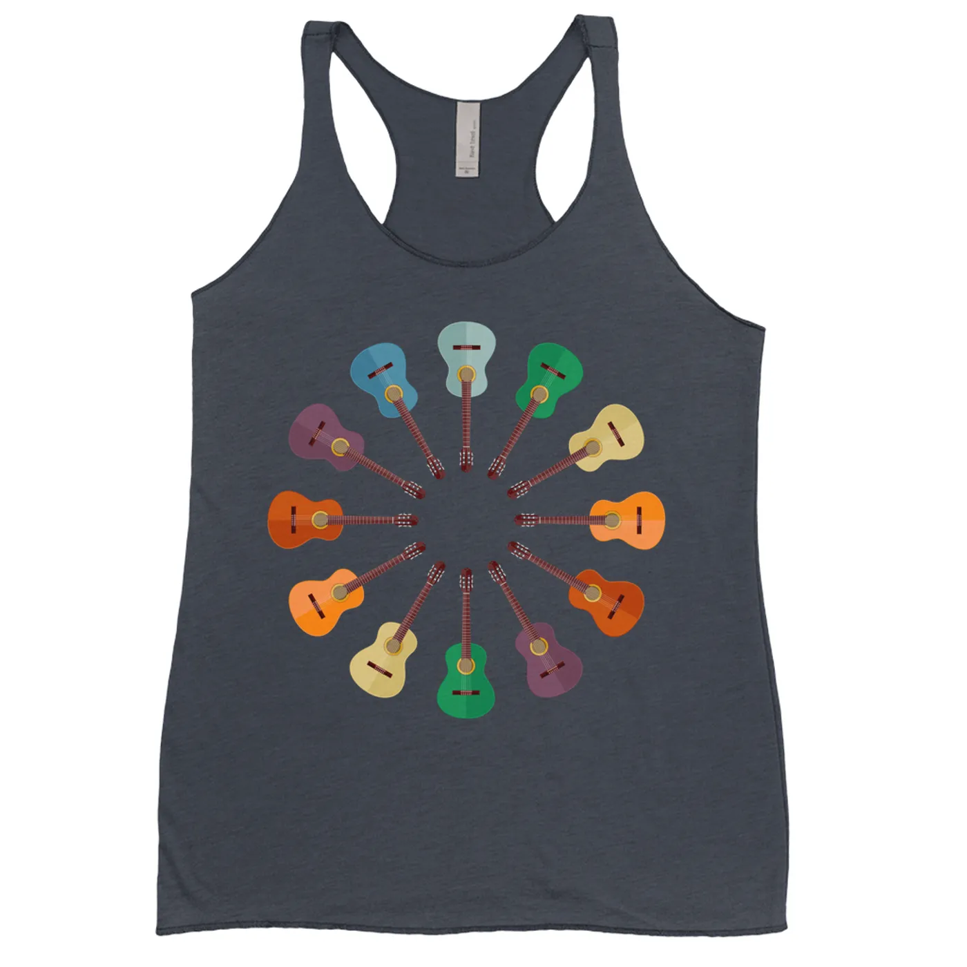 Music Life - Guitar Merchbar Music Life Ladies' Tank Top | Classical Guitar Retro Rainbow Color Wheel Merchbar Music Life Shirt