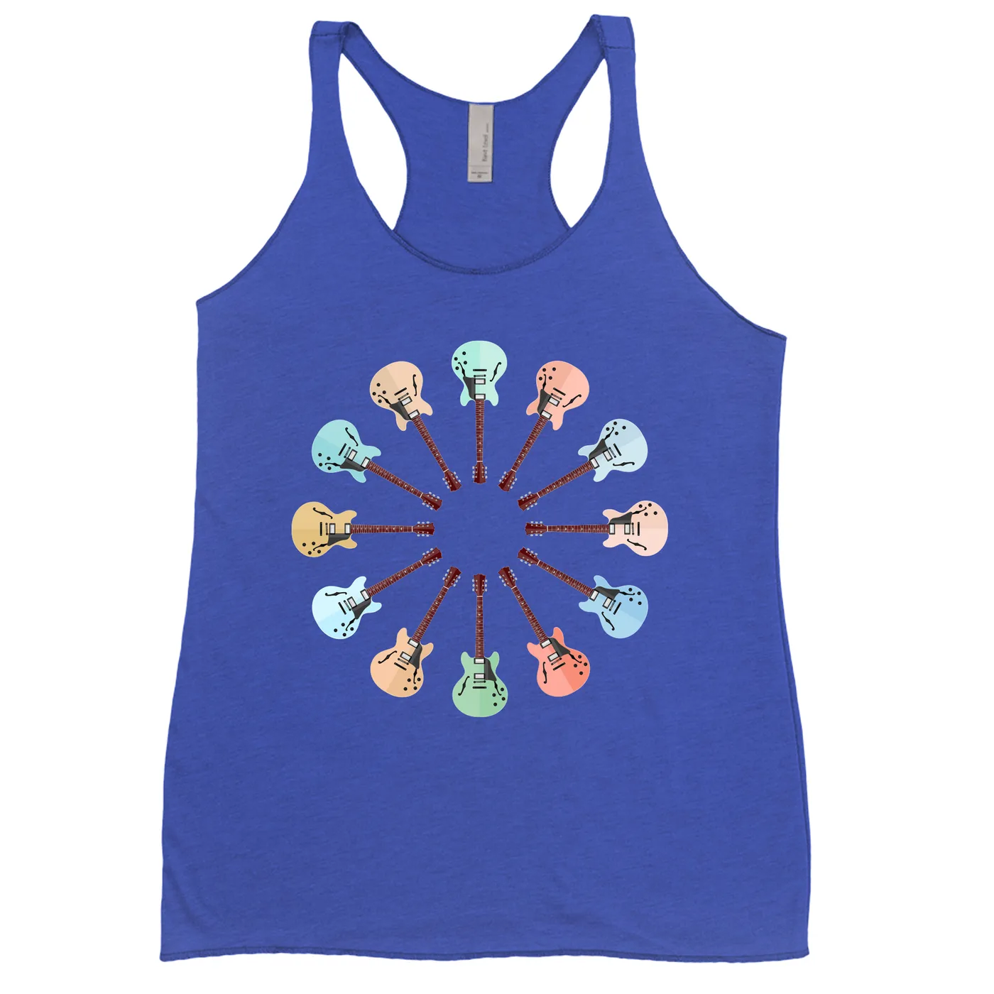 Music Life - Guitar Merchbar Music Life Ladies' Tank Top | Deluxe Coupe Hollow-Body Electric Guitar Color Wheel Merchbar Music Life Shirt