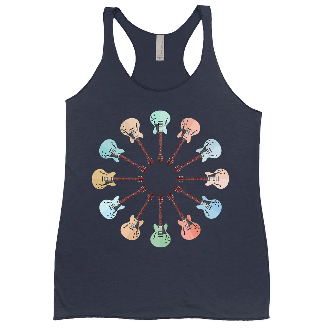 Music Life - Guitar Merchbar Music Life Ladies' Tank Top | Deluxe Coupe Hollow-Body Electric Guitar Color Wheel Merchbar Music Life Shirt