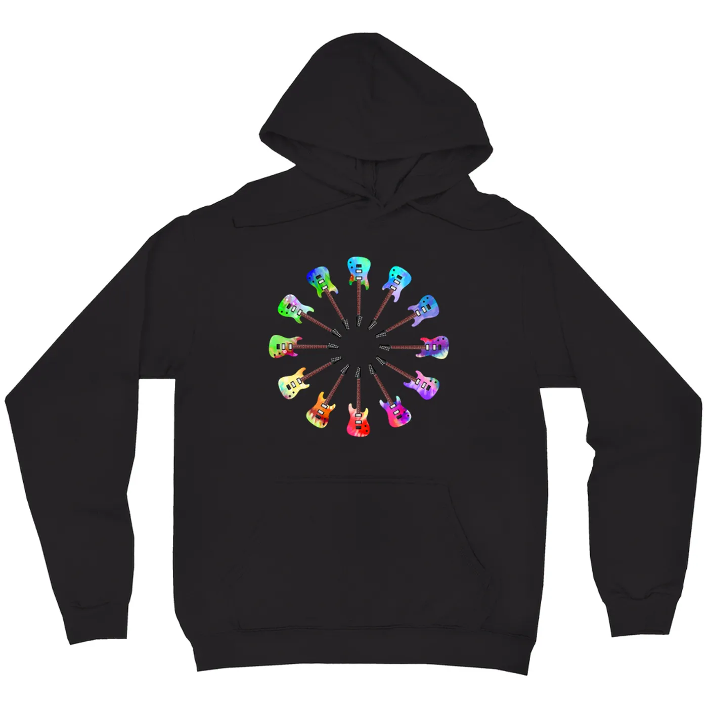 Music Life - Guitar Merchbar Music Life Hoodie | Electric Guitar Tie Dye Color Wheel Merchbar Music Life Hoodie