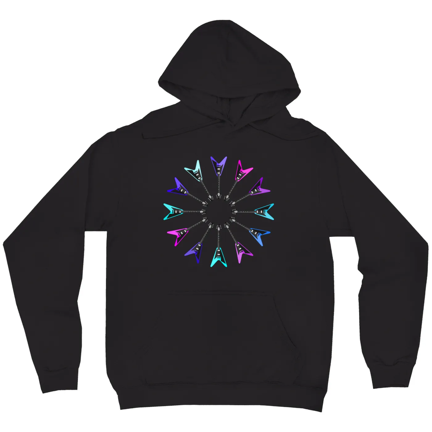 Music Life - Guitar Merchbar Music Life Hoodie | Flying Formation Electric Blue Color Wheel Merchbar Music Life Hoodie