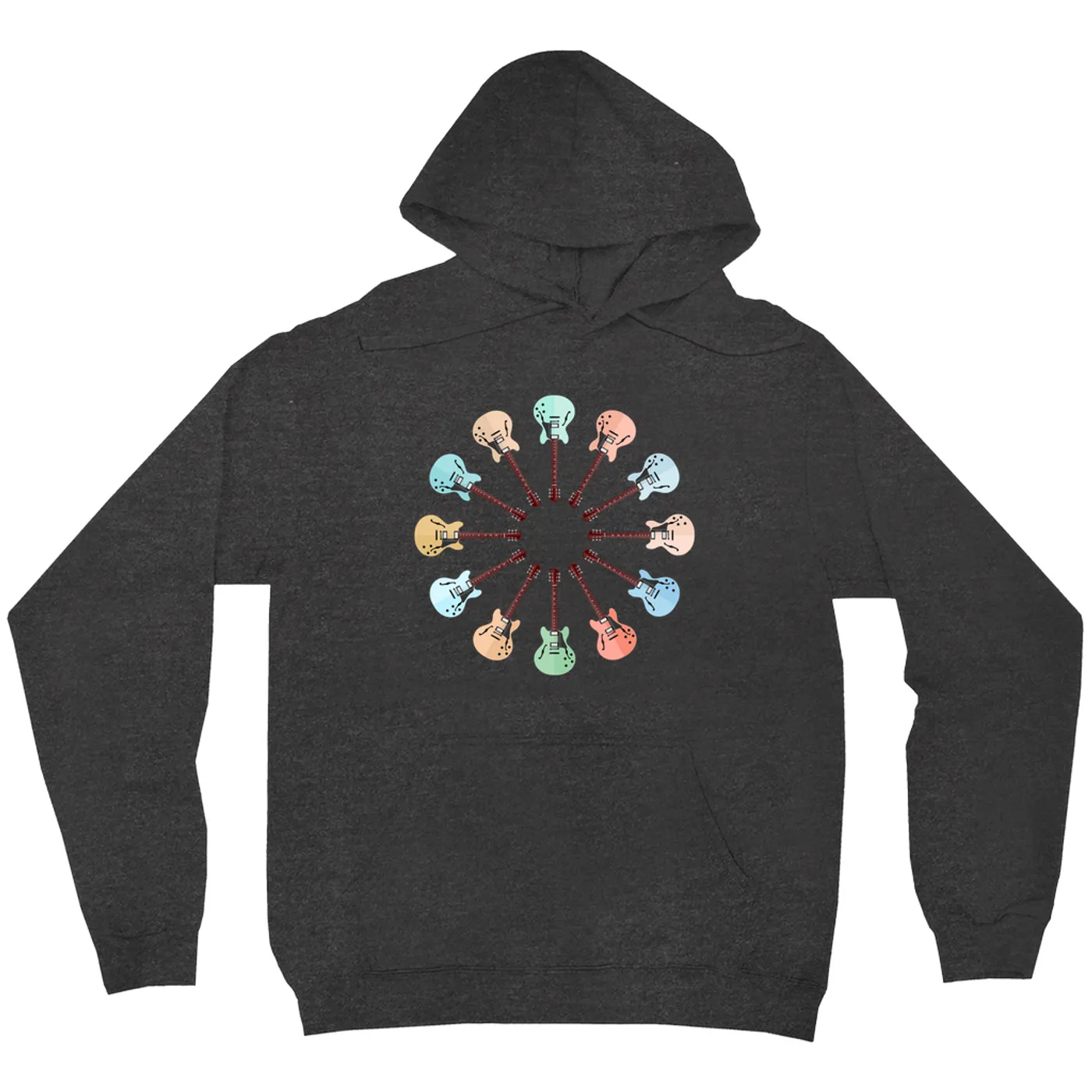 Music Life - Guitar Merchbar Music Life Hoodie | Deluxe Coupe Hollow-Body Electric Guitar Color Wheel Merchbar Music Life Hoodie