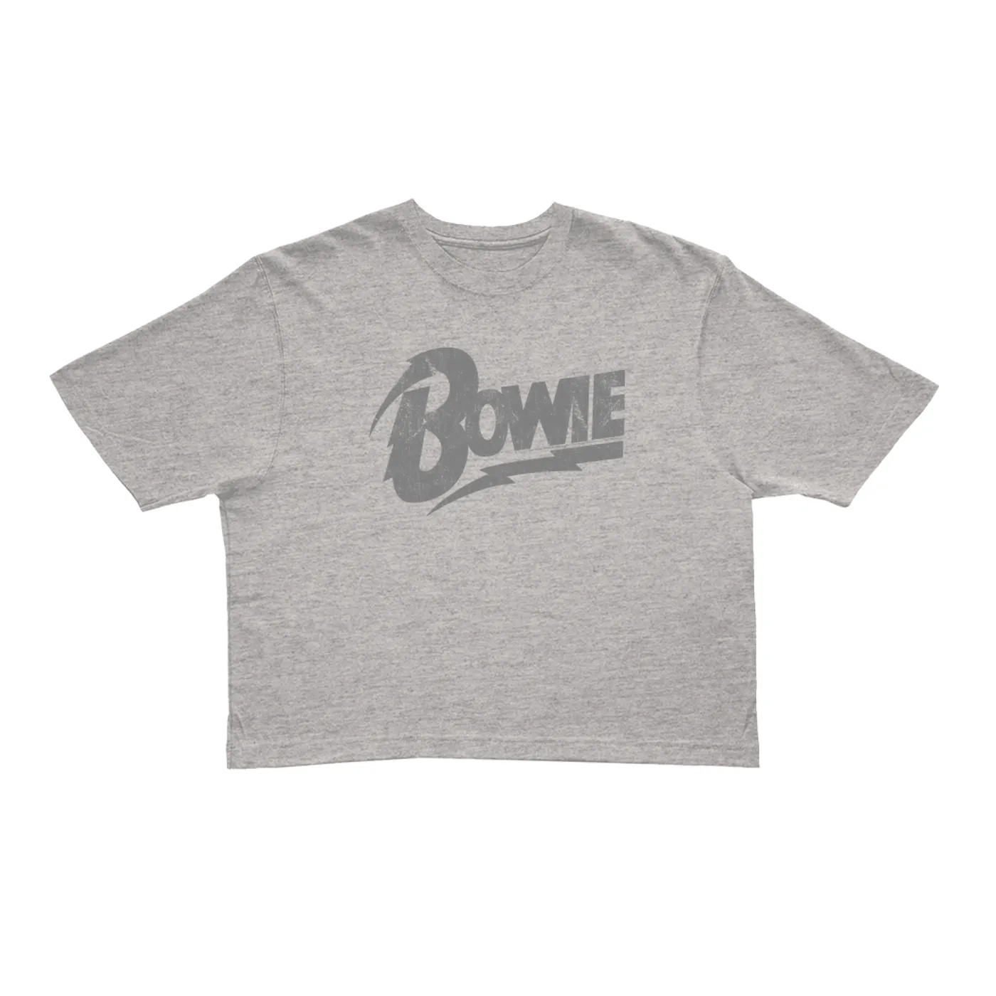 David Bowie Ladies' Crop Tee | Vintage Bowie Silver Logo Distressed (Merchbar Exclusive) David Bowie Crop T-shirt