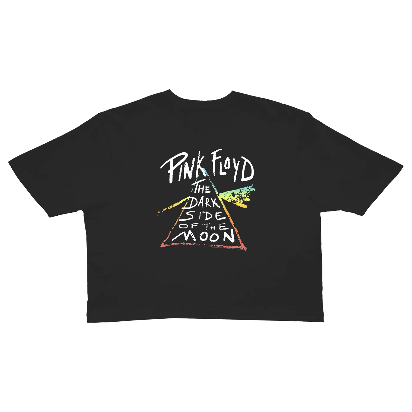 Pink Floyd Ladies' Crop Tee | Color Sketch Dark Side Of The Moon Ombre Pink Floyd Crop T-shirt