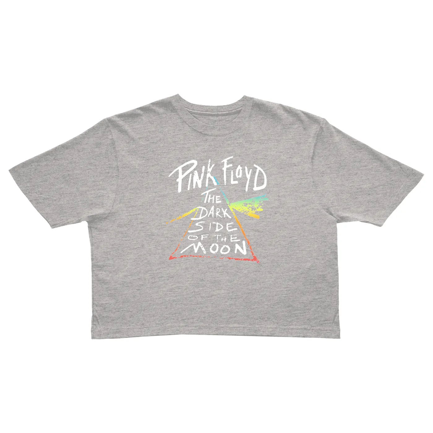 Pink Floyd Ladies' Crop Tee | Color Sketch Dark Side Of The Moon Ombre Pink Floyd Crop T-shirt