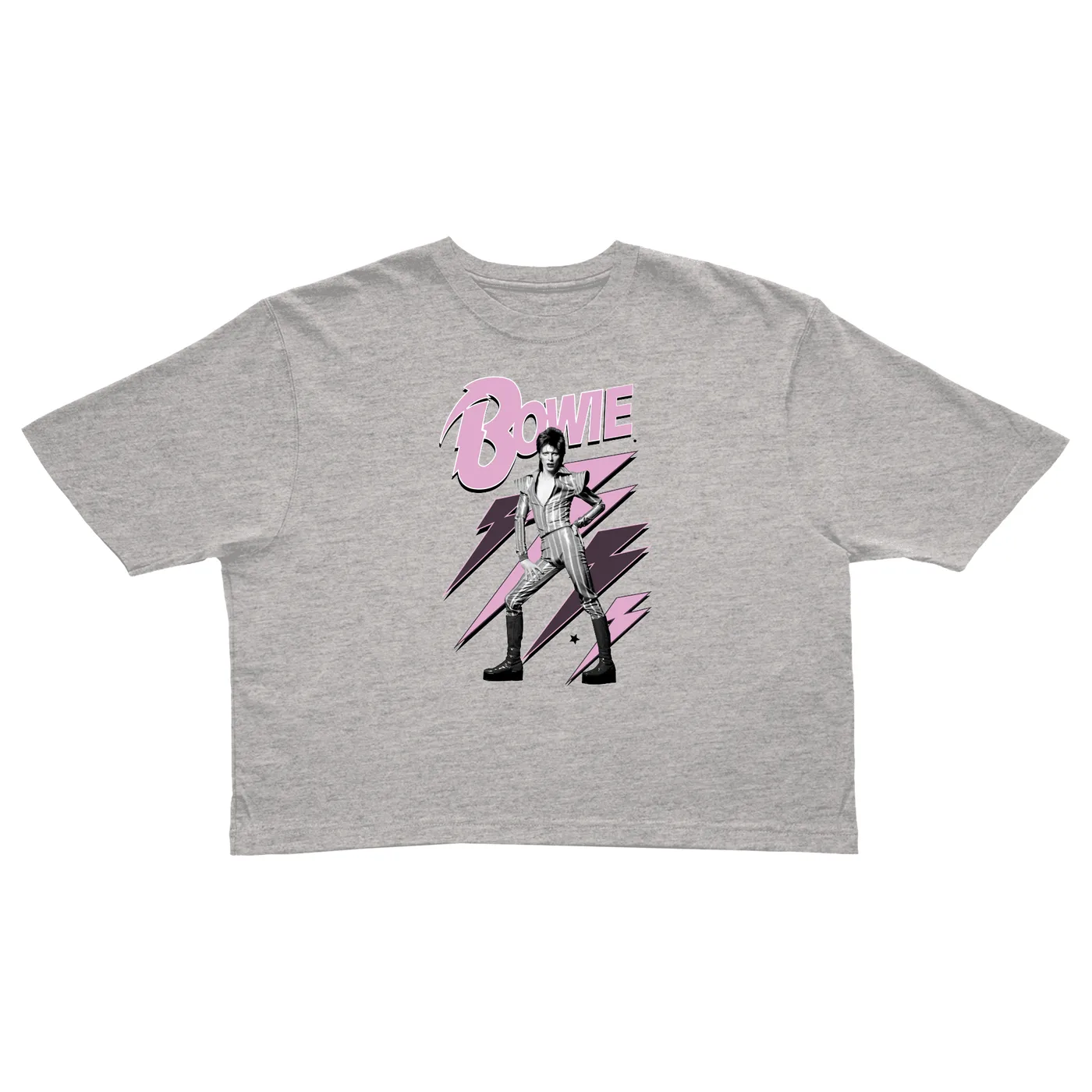 David Bowie Ladies' Crop Tee | Ziggy Stardust And Lightning Bolts (Merchbar Exclusive) David Bowie Crop T-shirt