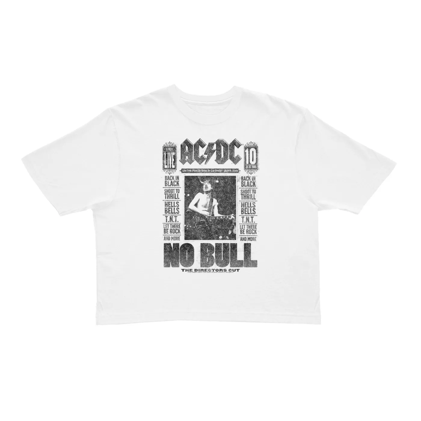 AC/DC Ladies' Crop Tee | No Bull Album Cover Design Distressed (Merchbar Exclusive) ACDC Crop T-shirt