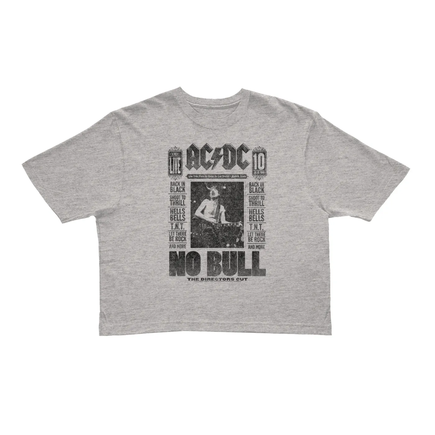 AC/DC Ladies' Crop Tee | No Bull Album Cover Design Distressed (Merchbar Exclusive) ACDC Crop T-shirt