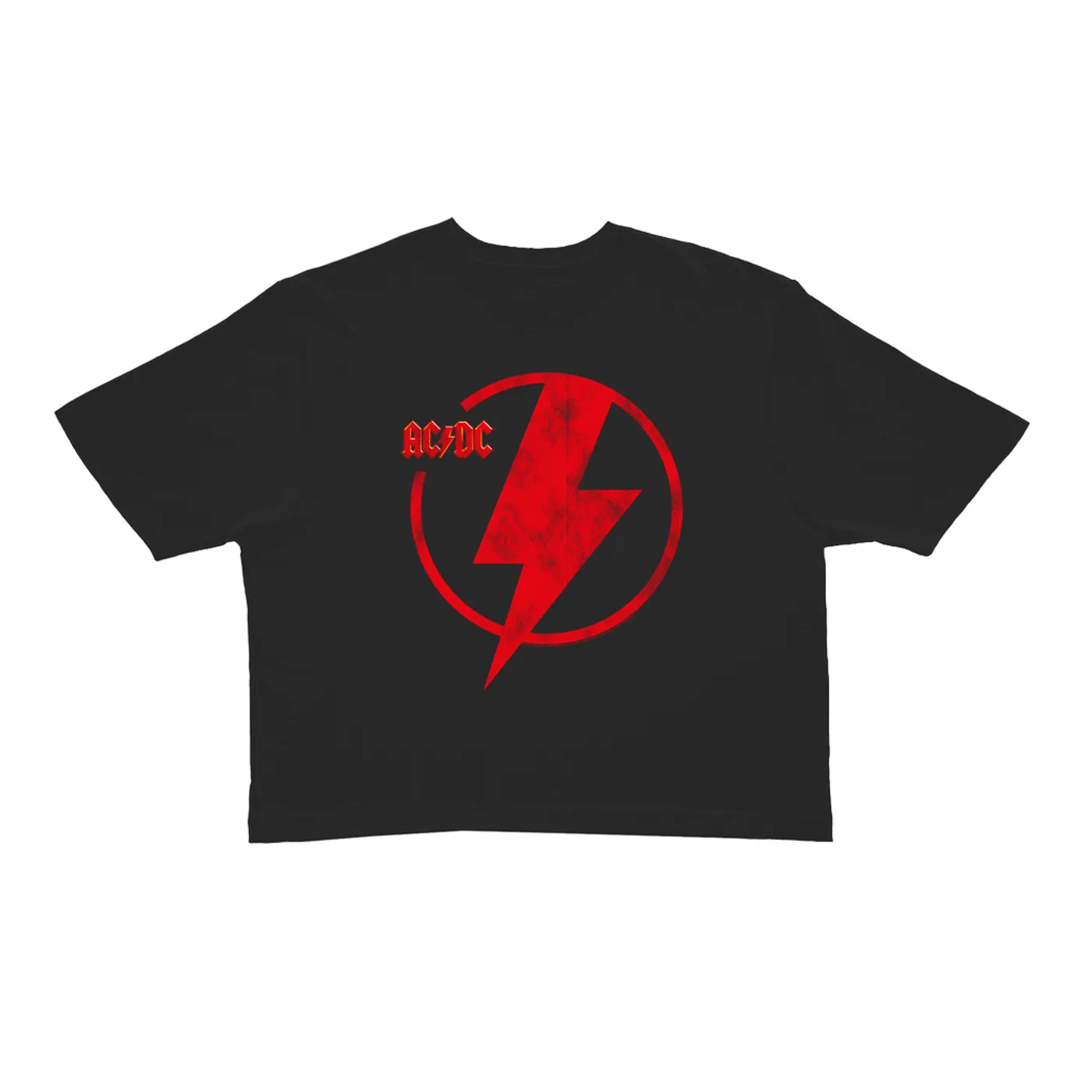 ACDC Ladies' Crop Tee | AC/DC Logo Lightning Bolt Red Distressed (Merchbar Exclusive) ACDC Crop T-shirt