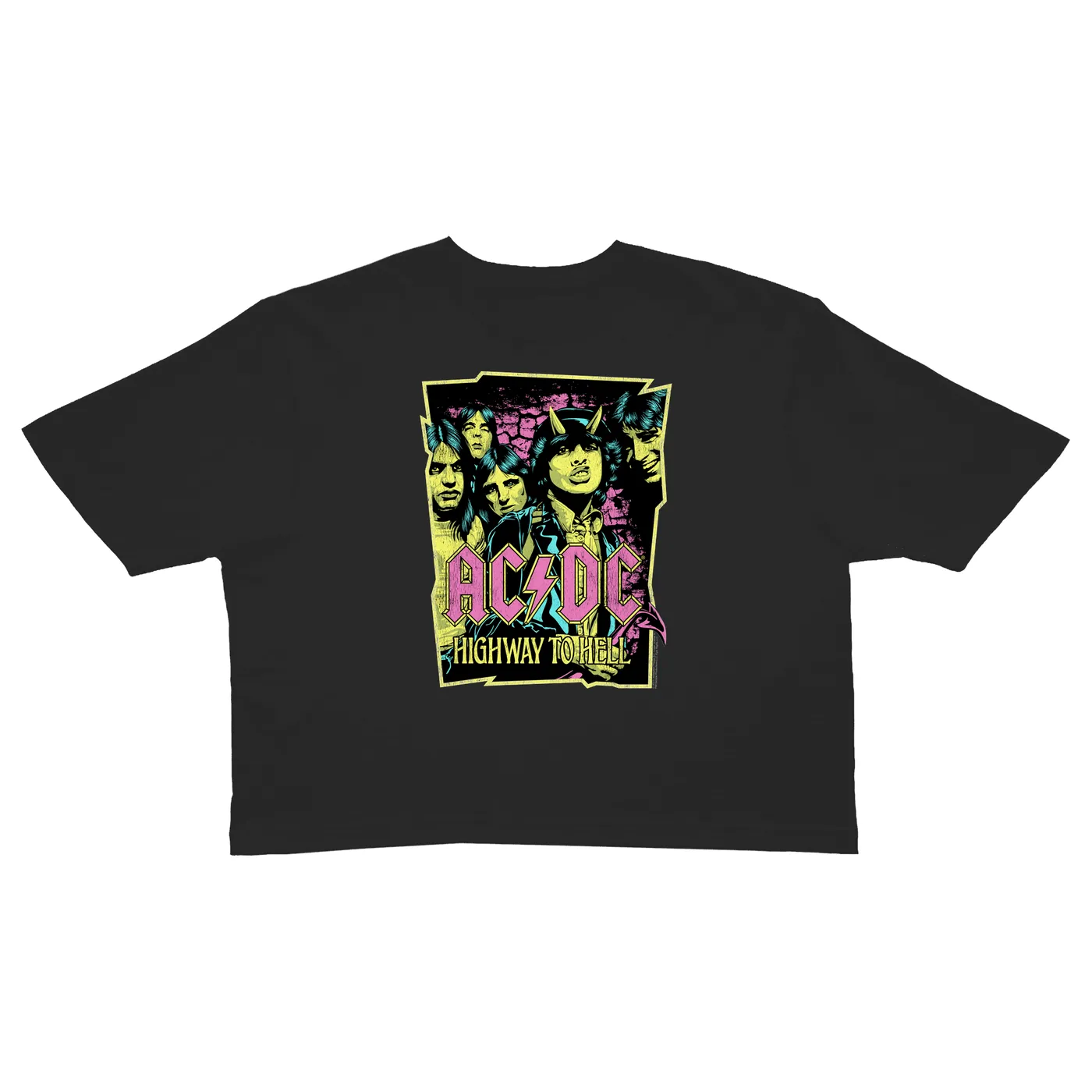 AC/DC Ladies' Crop Tee | Highway To Hell Neon Design ACDC Crop T-shirt