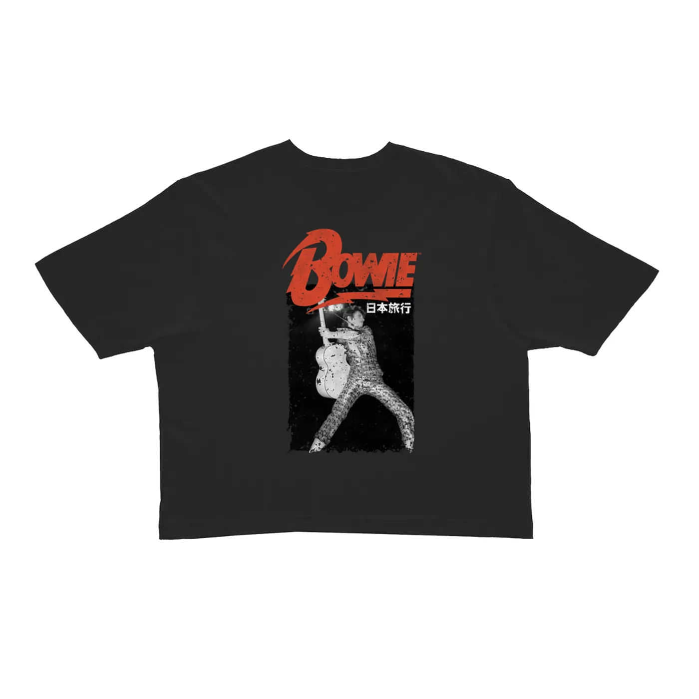 David Bowie Ladies' Crop Tee | Asia Concert Promotion Distressed David Bowie Crop T-shirt