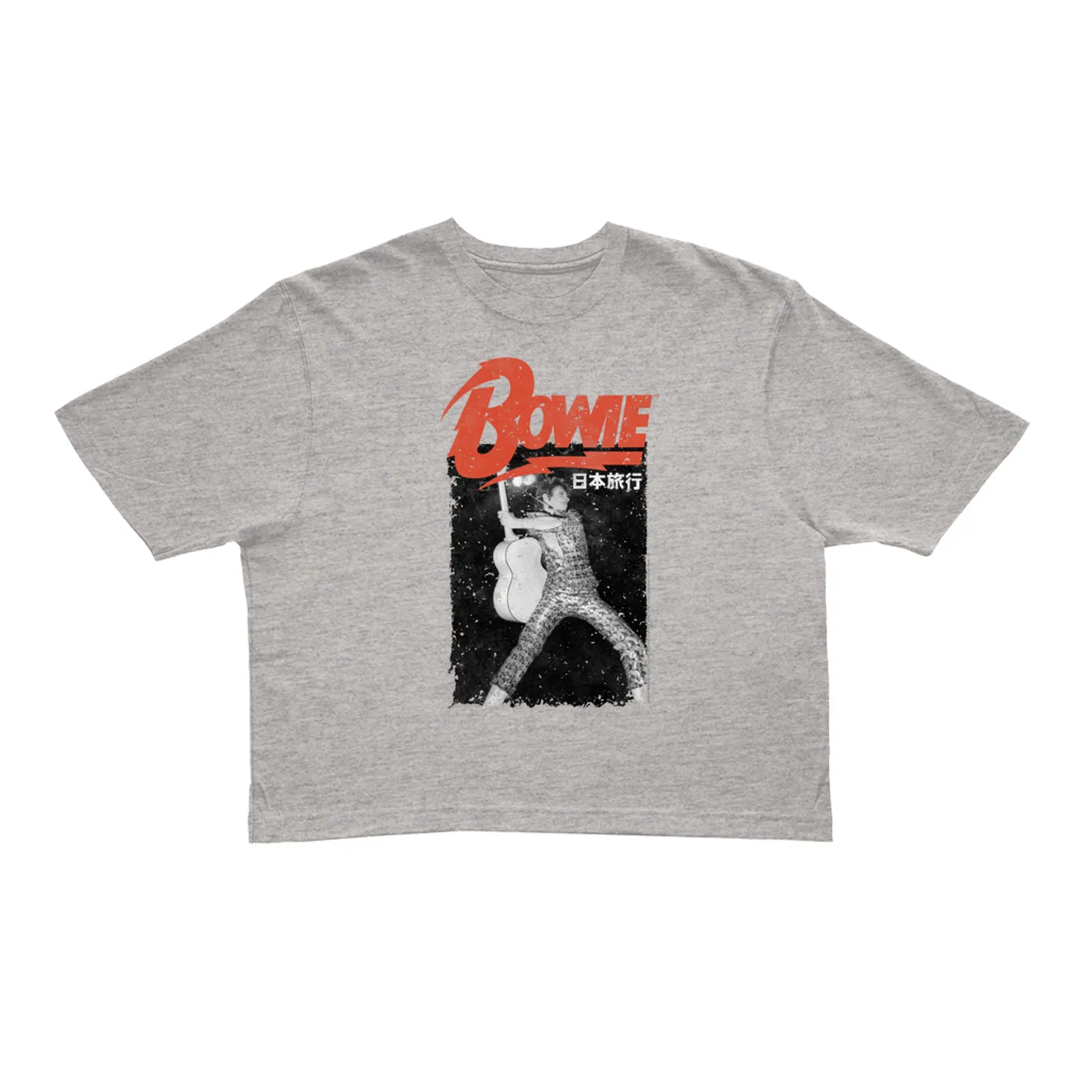 David Bowie Ladies' Crop Tee | Asia Concert Promotion Distressed David Bowie Crop T-shirt
