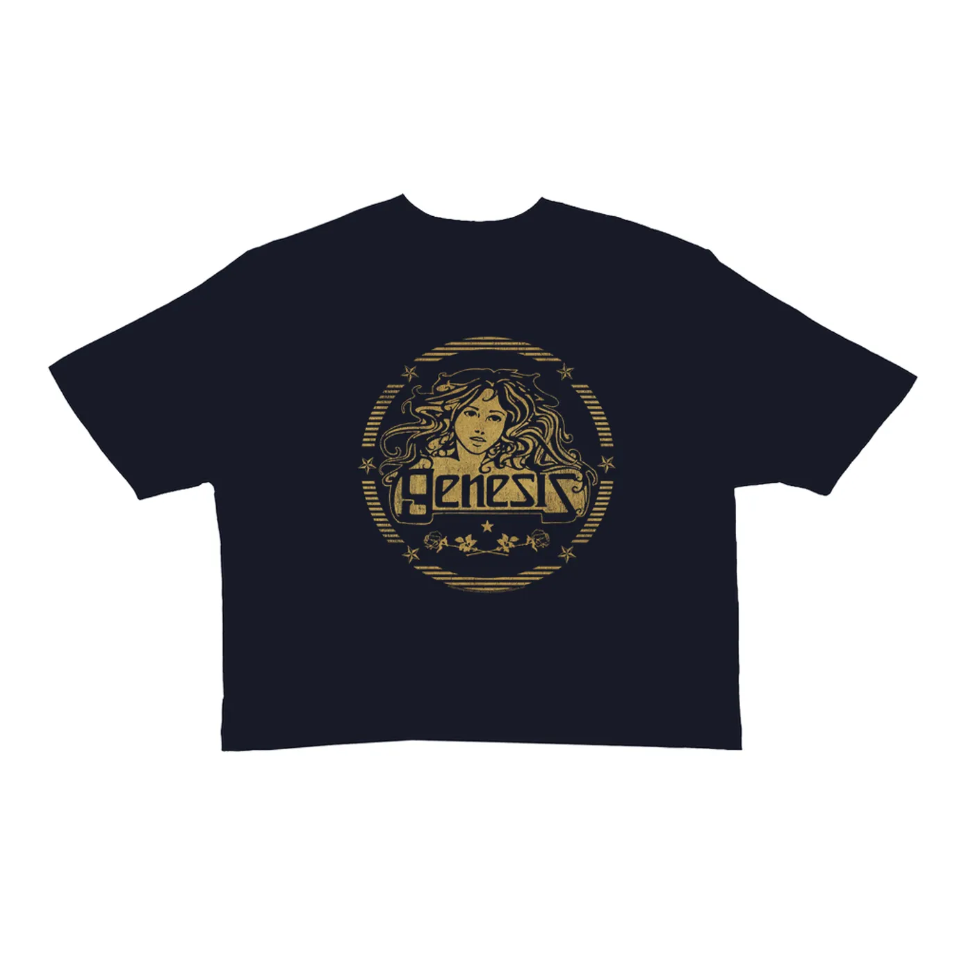 Genesis Ladies' Crop Tee | Band Art Nouveau Gold Logo Genesis Crop T-shirt