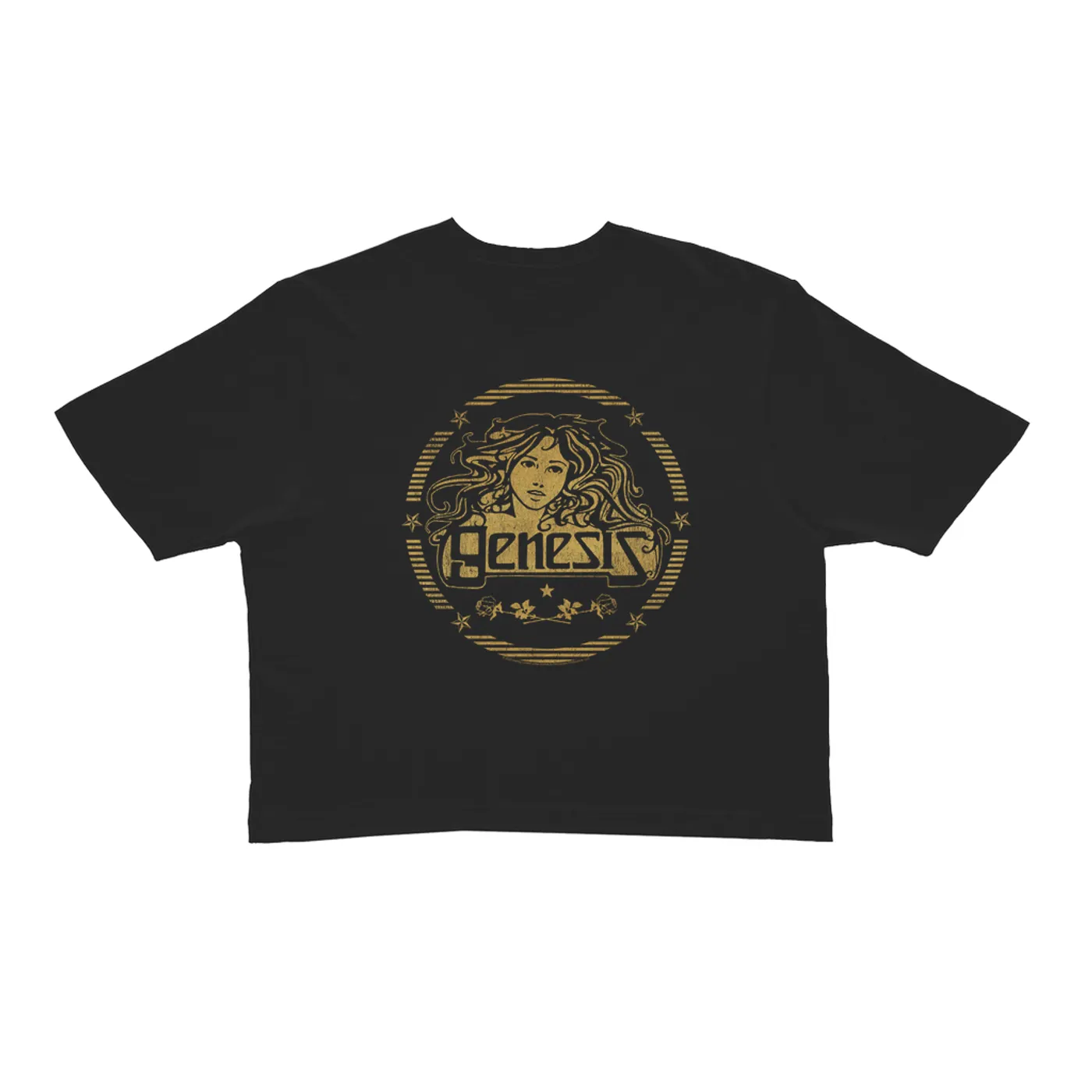 Genesis Ladies' Crop Tee | Band Art Nouveau Gold Logo Genesis Crop T-shirt