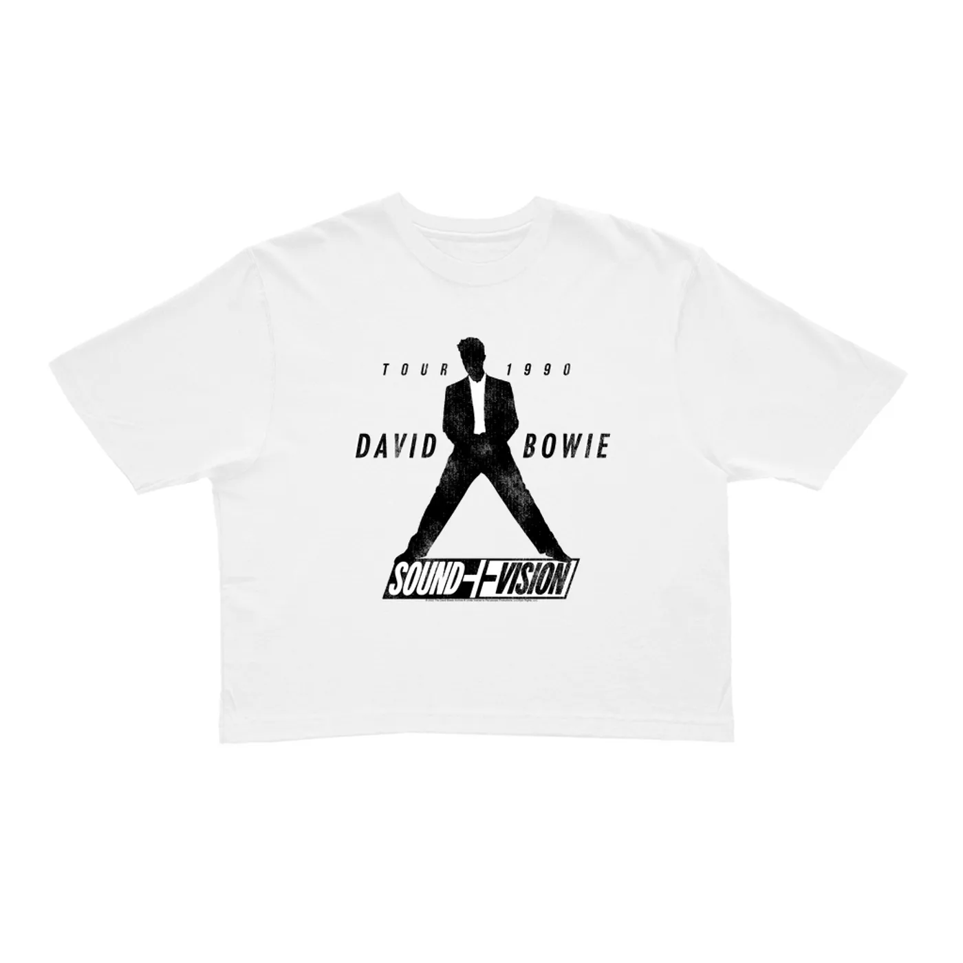 David Bowie Ladies' Crop Tee | 1990 Sound + Vision Tour Logo Image David Bowie Crop T-shirt