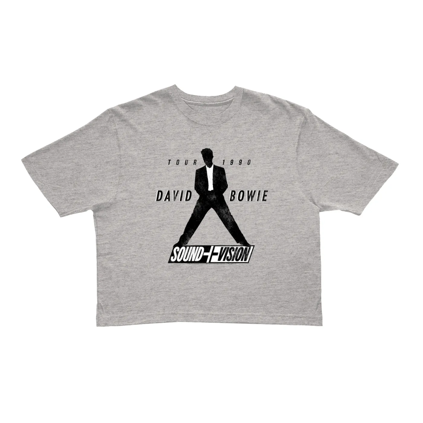 David Bowie Ladies' Crop Tee | 1990 Sound + Vision Tour Logo Image David Bowie Crop T-shirt