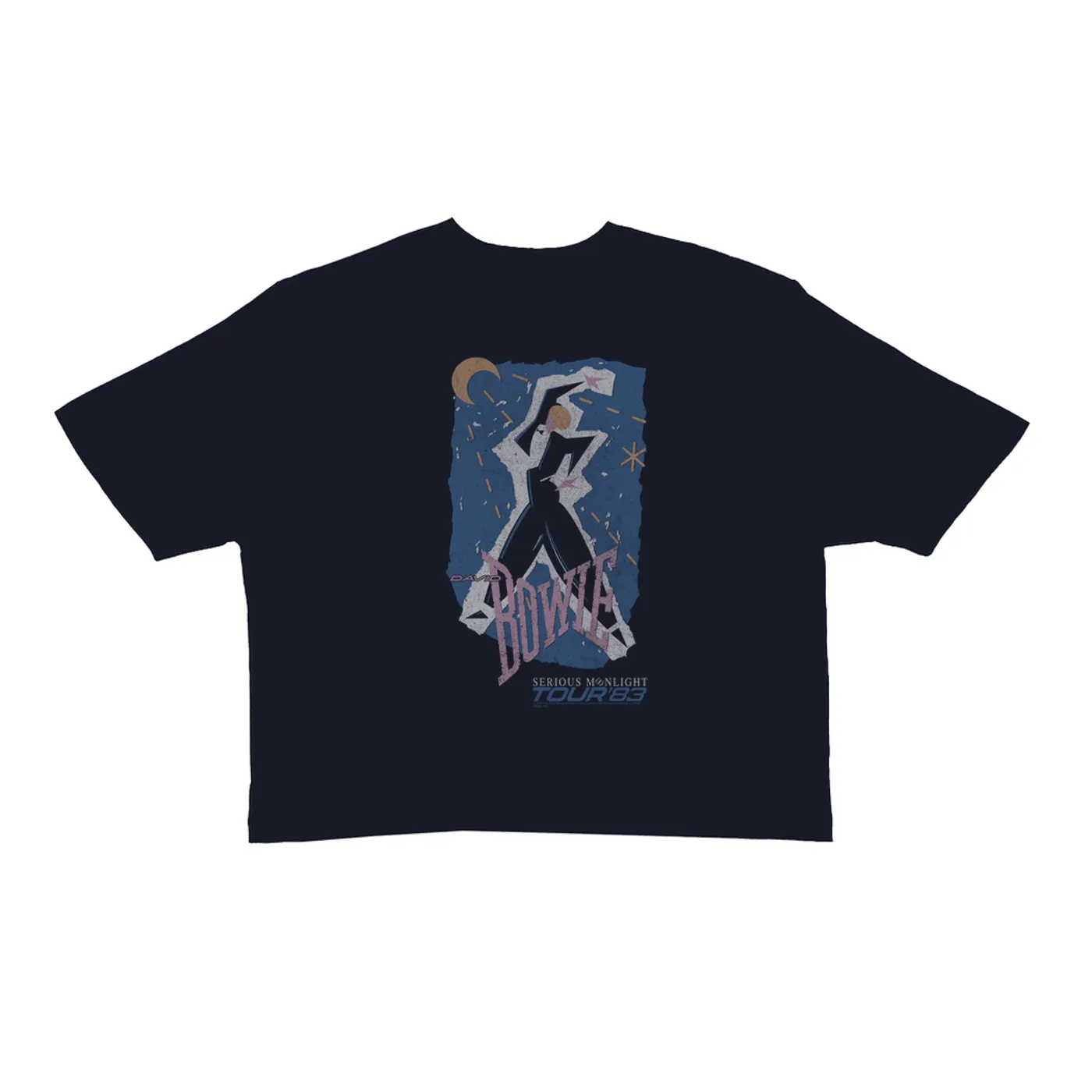 David Bowie Ladies' Crop Tee | Serious Moonlight Tour 1983 Design (Merchbar Exclusive) David Bowie Crop T-shirt