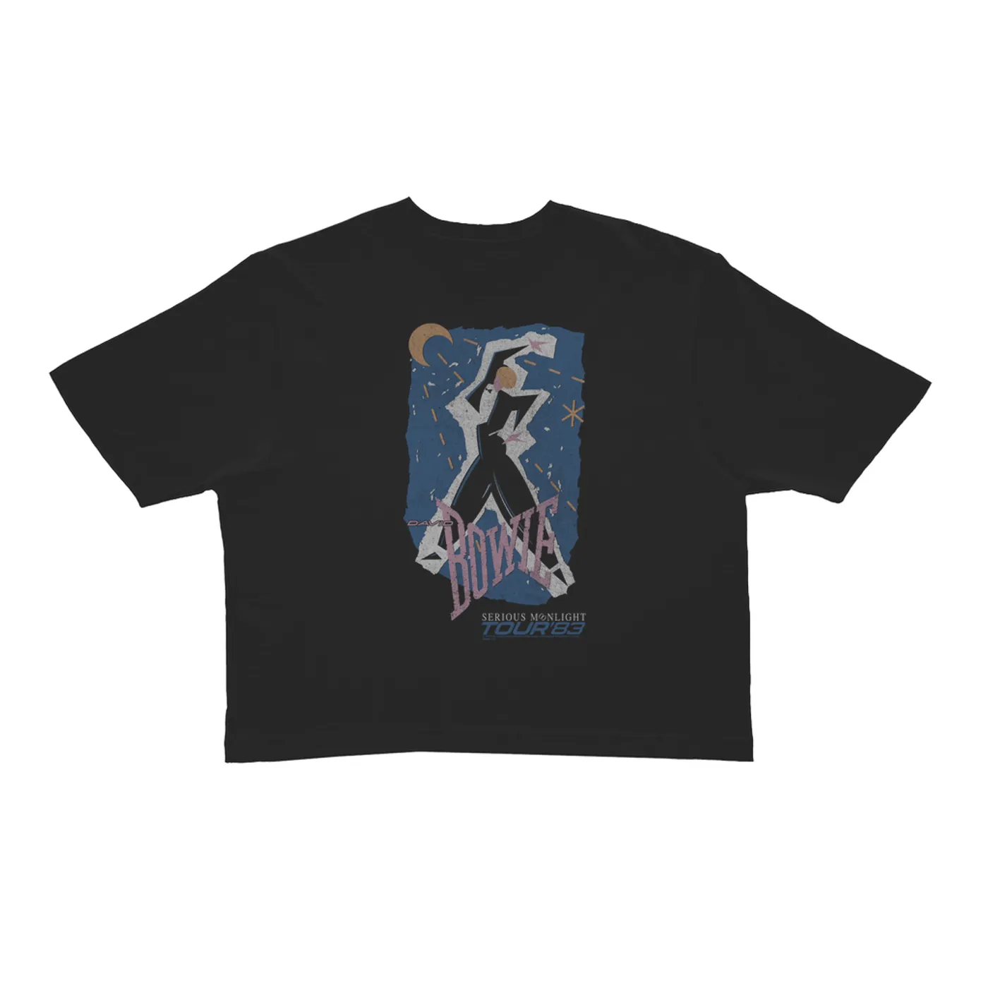 David Bowie Ladies' Crop Tee | Serious Moonlight Tour 1983 Design (Merchbar Exclusive) David Bowie Crop T-shirt