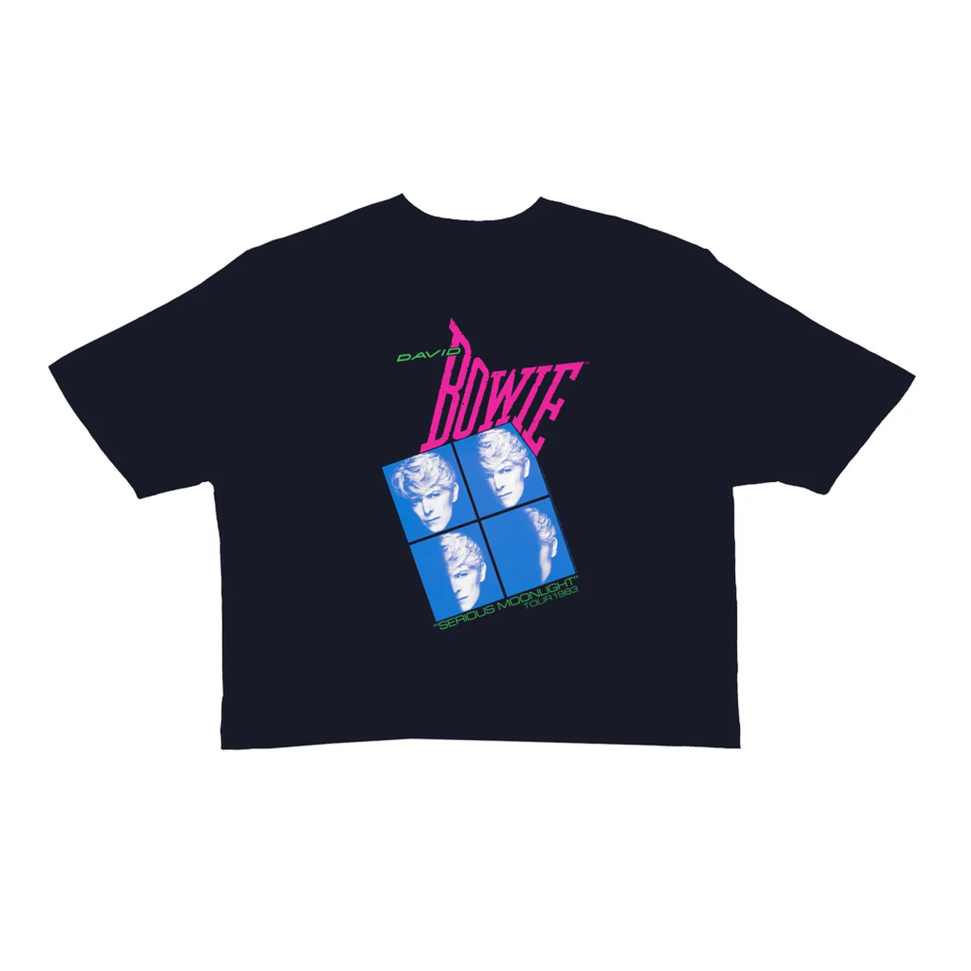 David Bowie Ladies' Crop Tee | Neon Serious Moonlight Tour (Merchbar Exclusive) David Bowie Crop T-shirt