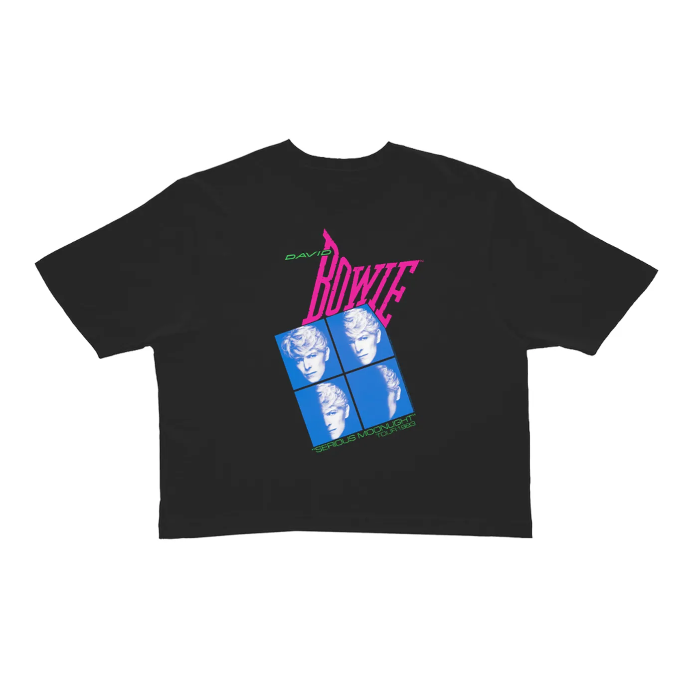 David Bowie Ladies' Crop Tee | Neon Serious Moonlight Tour (Merchbar Exclusive) David Bowie Crop T-shirt