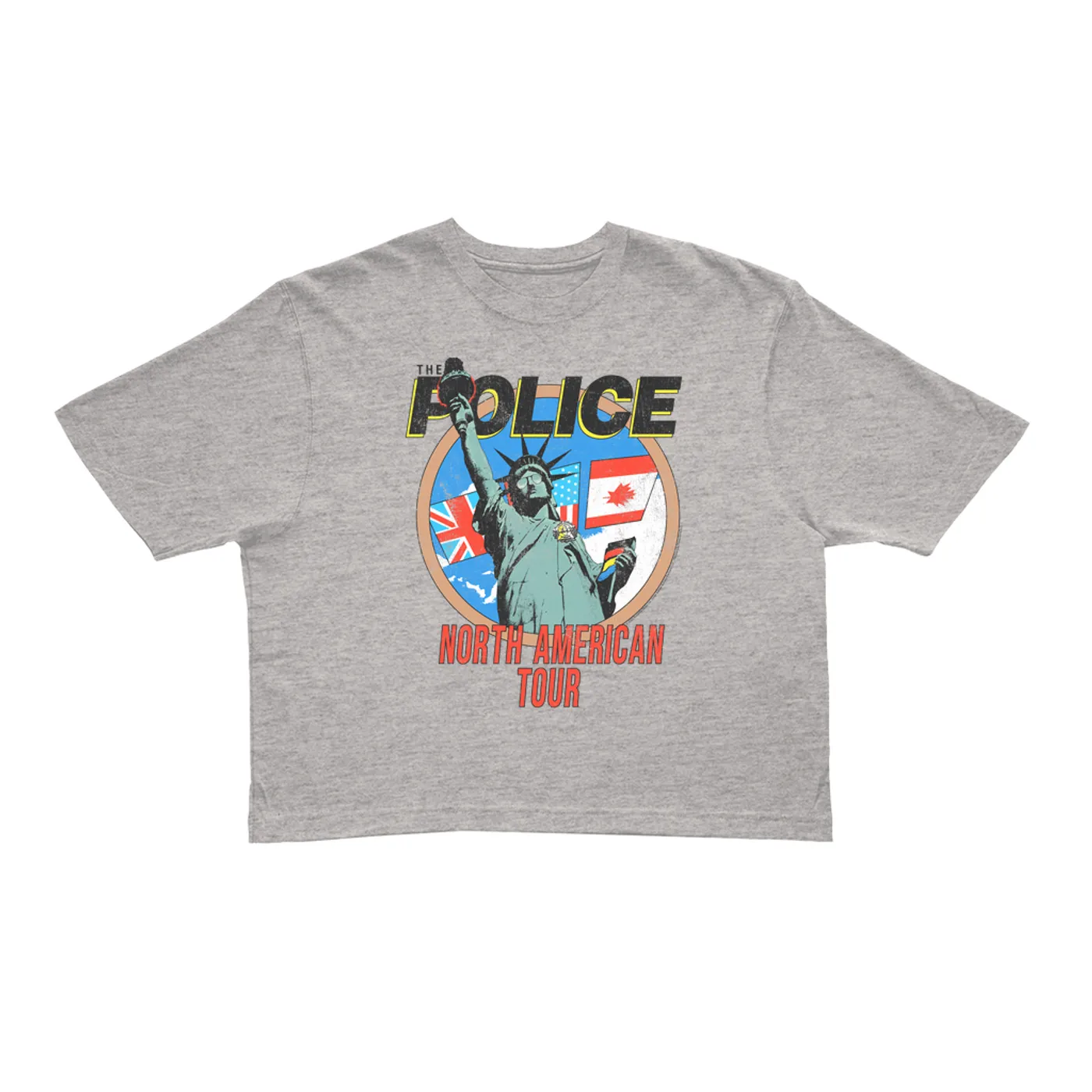 The Police Ladies' Crop Tee | North America 1983 Colorful Concert Promotion Distressed (Merchbar Exclusive) The Police Crop T-shirt