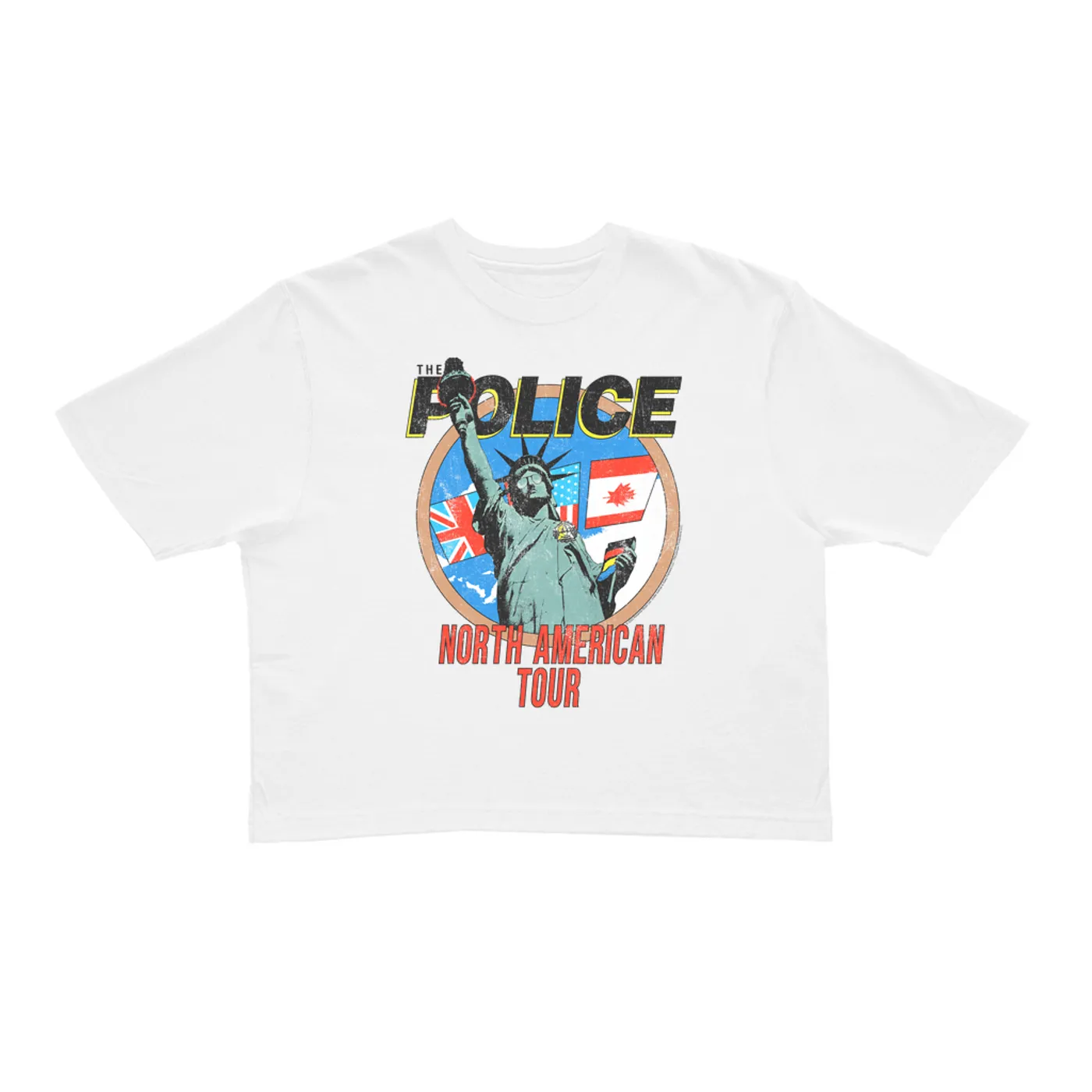 The Police Ladies' Crop Tee | North America 1983 Colorful Concert Promotion Distressed (Merchbar Exclusive) The Police Crop T-shirt