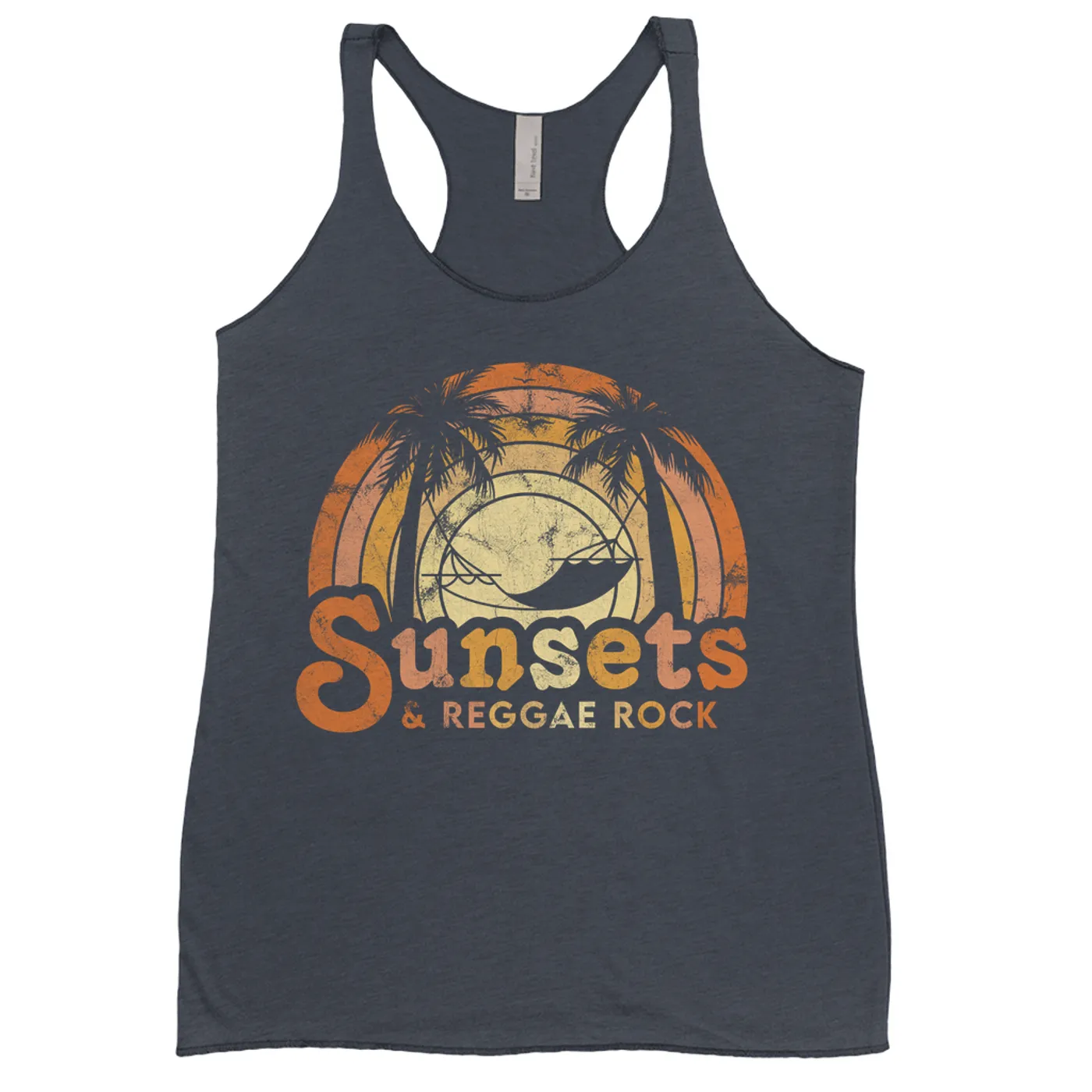 Merchbar Music Life Ladies' Tank Top | Sunsets & Music Life - Reggae Rock Distressed Merchbar Music Life Shirt