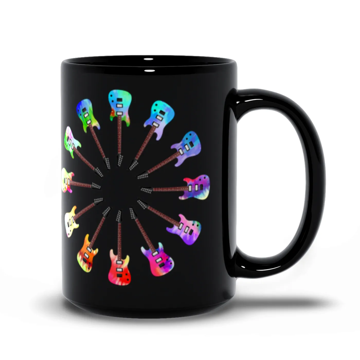 Music Life - Guitar Merchbar Music Life Mug | Electric Guitar Tie Dye Color Wheel Merchbar Music Life Mug