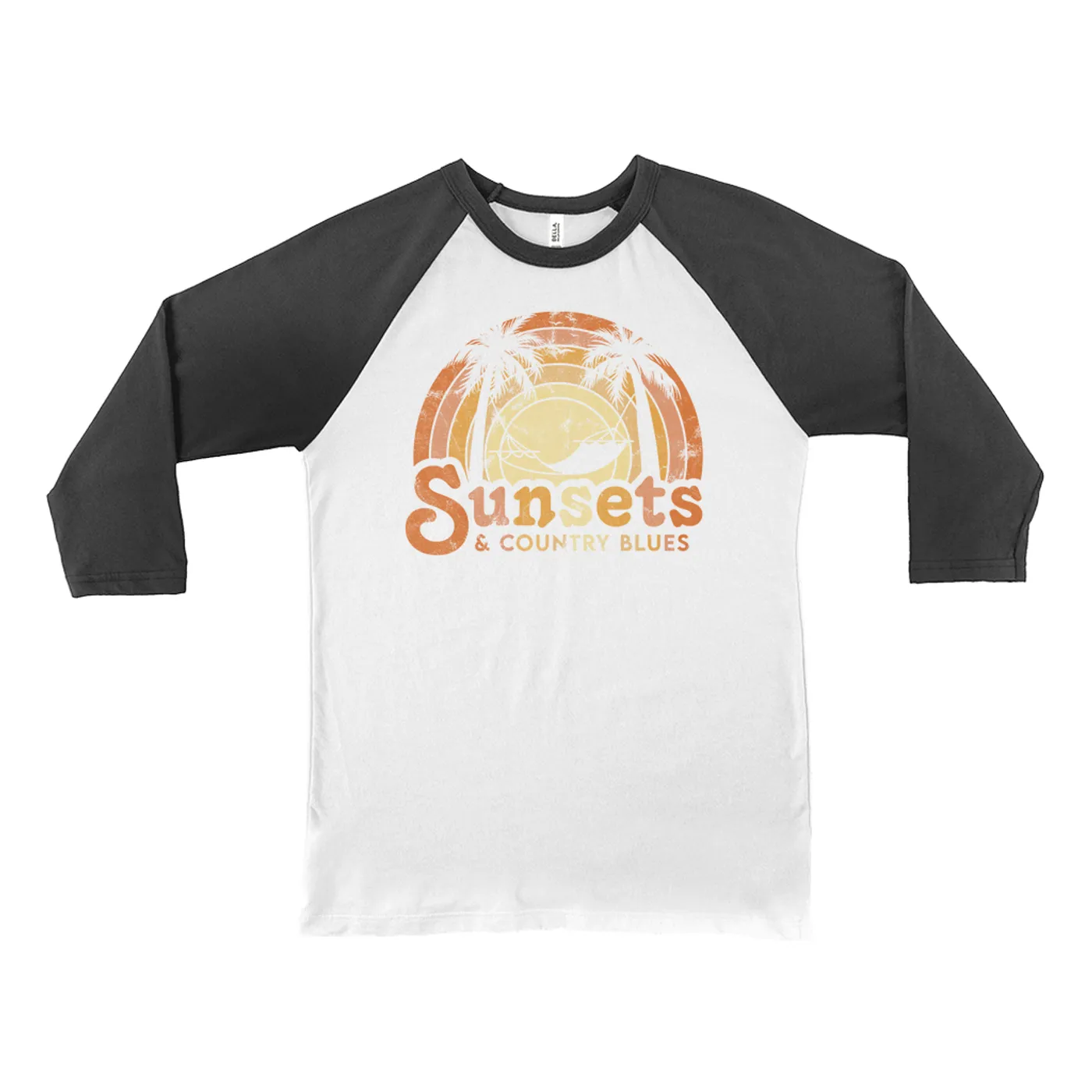 Music Life - Blues Merchbar Music Life 3/4 Sleeve Baseball Tee | Sunsets & Country Blues Distressed Merchbar Music Life Shirt