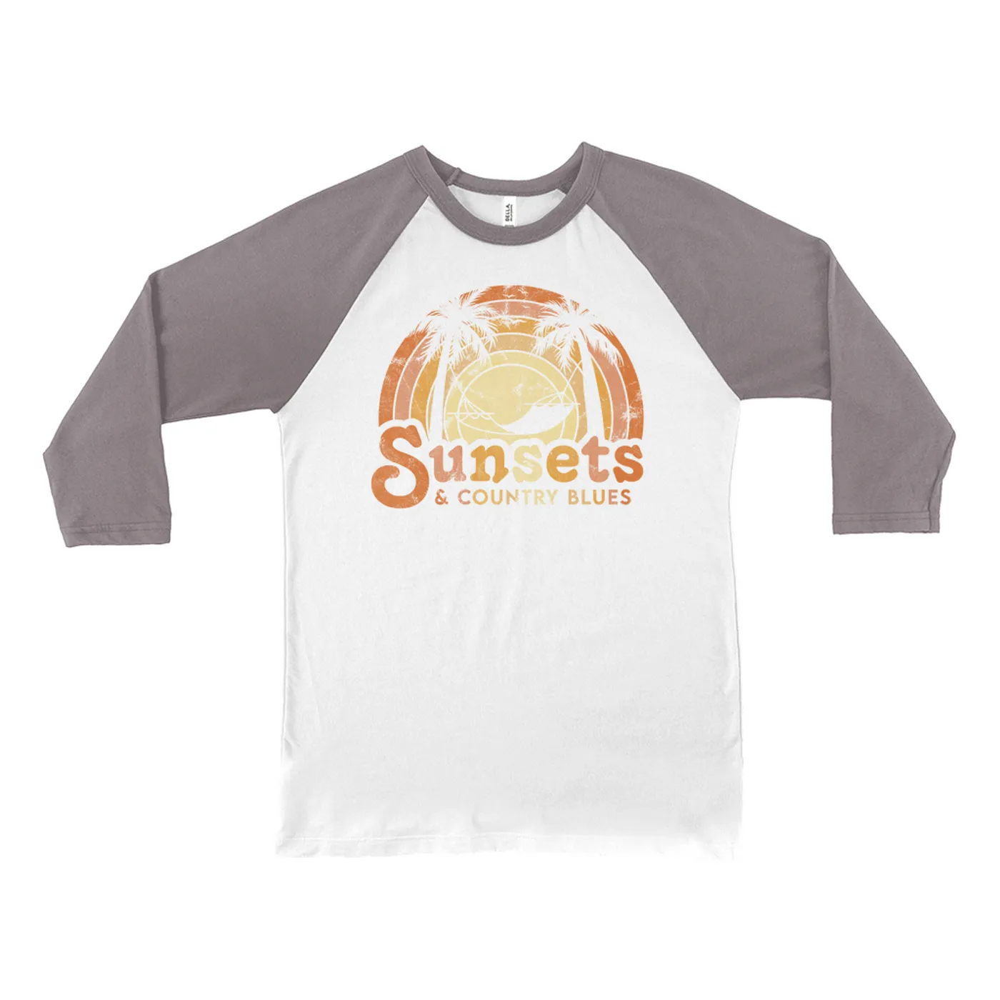 Music Life - Blues Merchbar Music Life 3/4 Sleeve Baseball Tee | Sunsets & Country Blues Distressed Merchbar Music Life Shirt