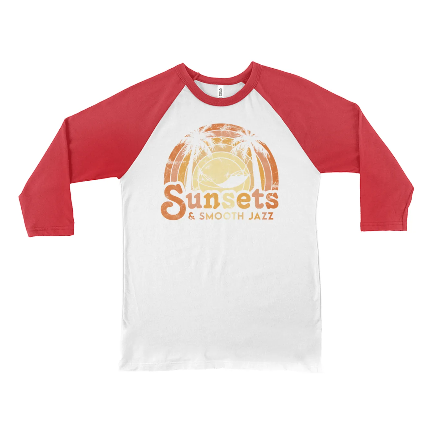 Music Life - Jazz Merchbar Music Life 3/4 Sleeve Baseball Tee | Sunsets & Smooth Jazz Distressed Merchbar Music Life Shirt