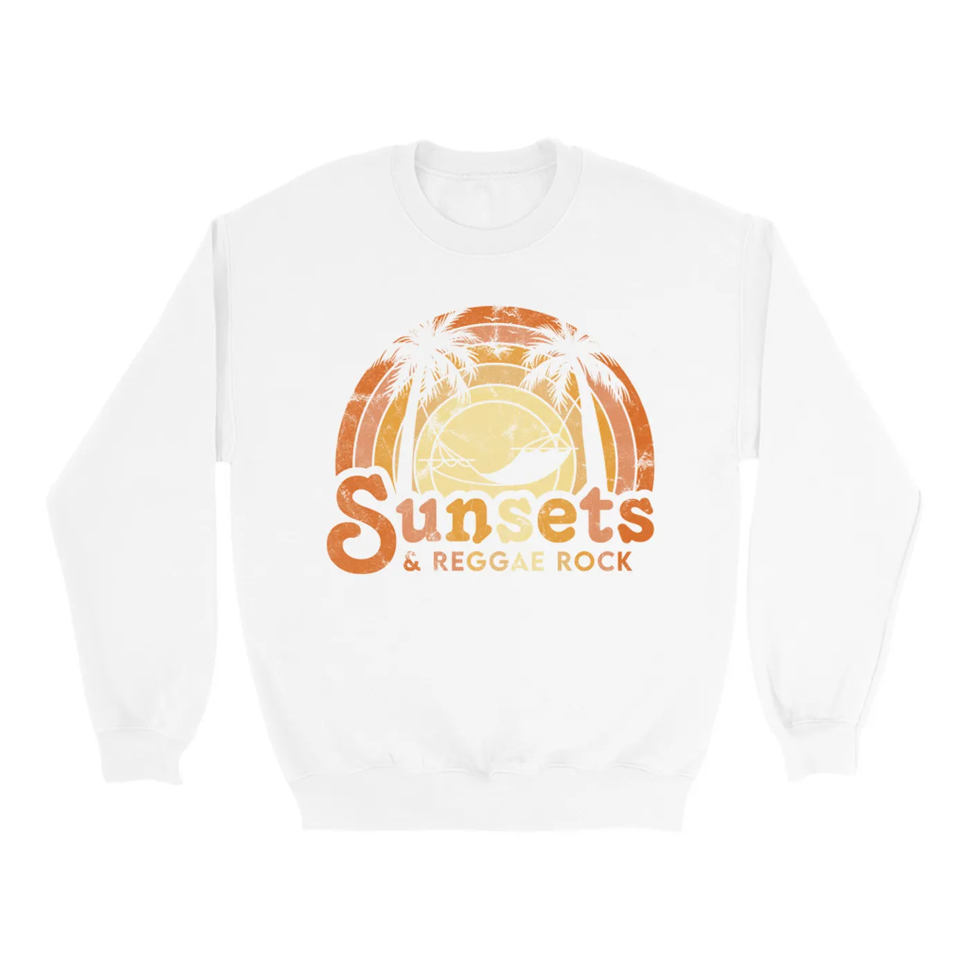 Merchbar Music Life Sweatshirt | Sunsets & Music Life - Reggae Rock Distressed Merchbar Music Life Sweatshirt