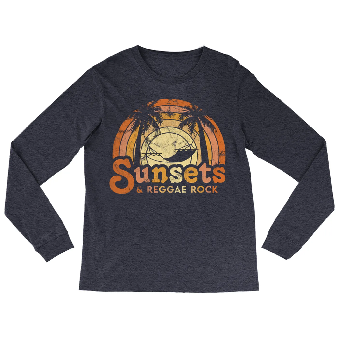 Merchbar Music Life Long Sleeve Shirt | Sunsets & Music Life - Reggae Rock Distressed Merchbar Music Life Shirt