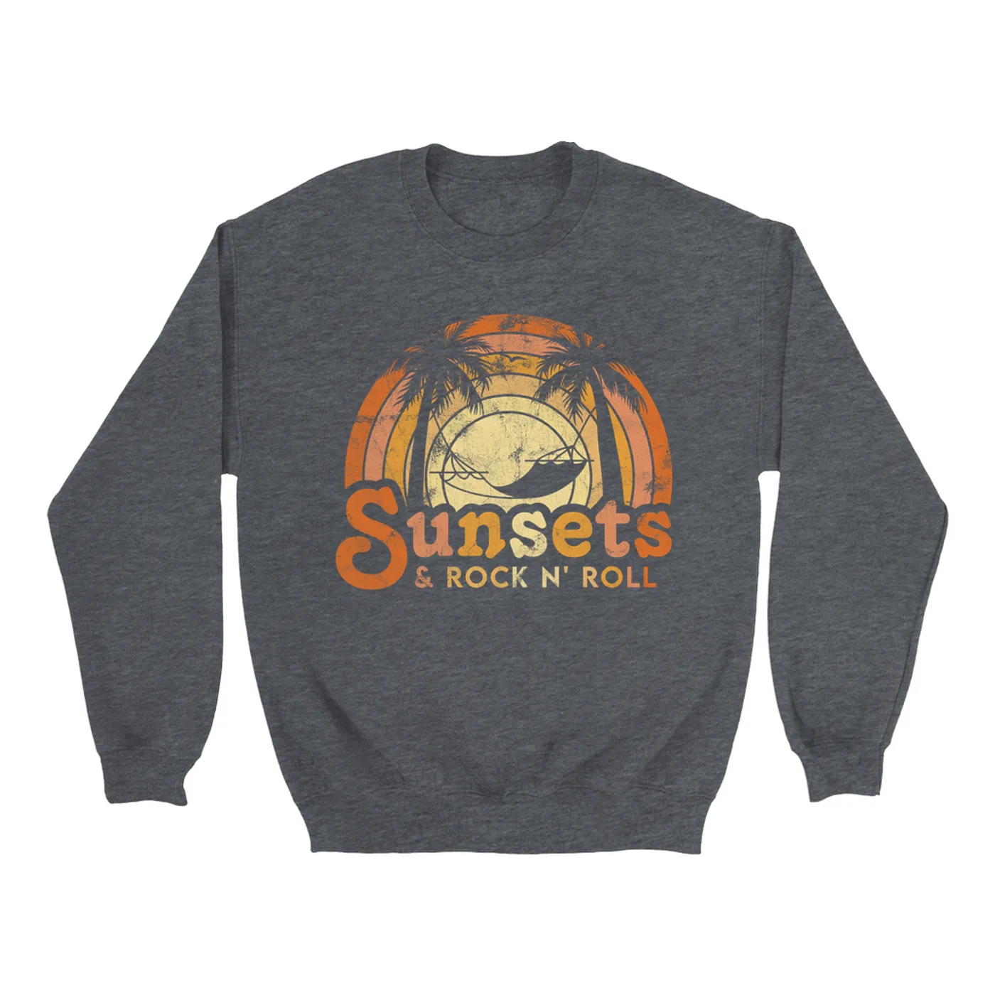 Music Life - Rock N’ Roll Merchbar Music Life Sweatshirt | Sunsets & Rock n’ Roll Distressed Merchbar Music Life Sweatshirt