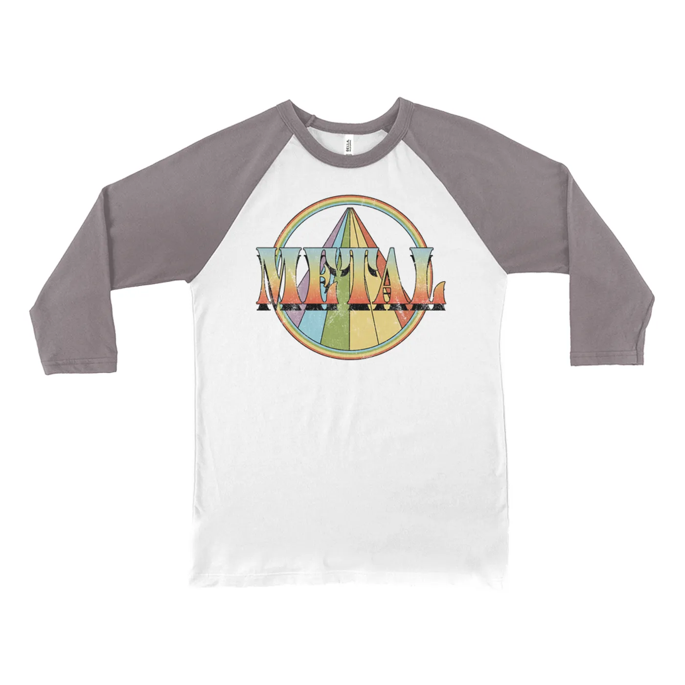 Music Life - Metal Merchbar Music Life 3/4 Sleeve Baseball Tee | Retro Metal Distressed Merchbar Music Life Shirt