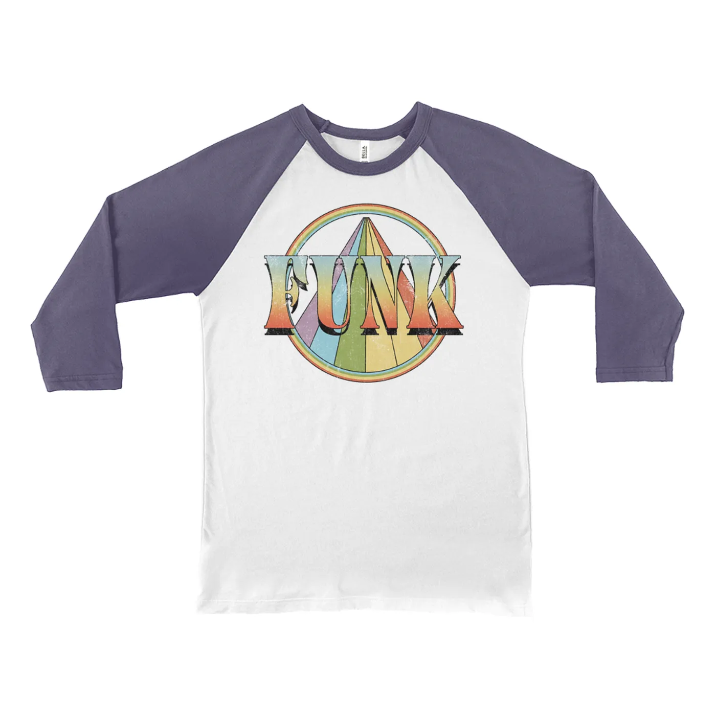 Music Life - Funk Merchbar Music Life 3/4 Sleeve Baseball Tee | Retro Funk Distressed Merchbar Music Life Shirt