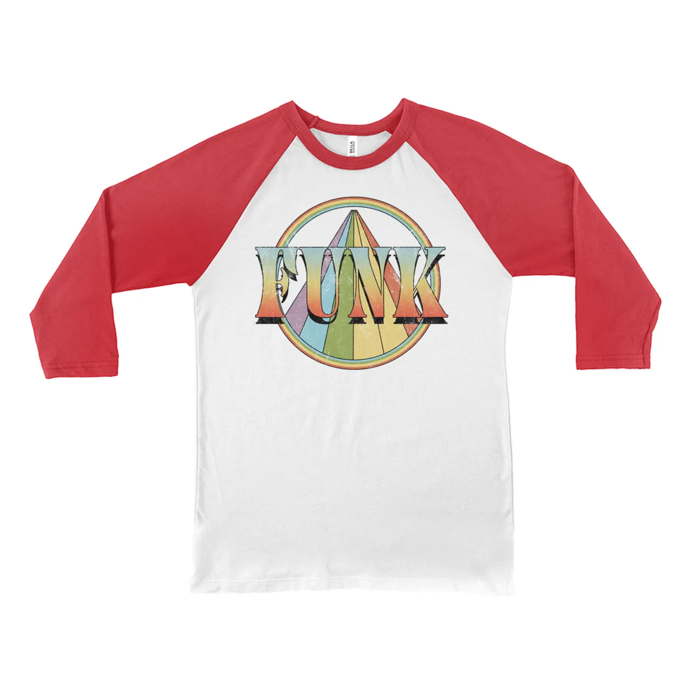 Music Life - Funk Merchbar Music Life 3/4 Sleeve Baseball Tee | Retro Funk Distressed Merchbar Music Life Shirt