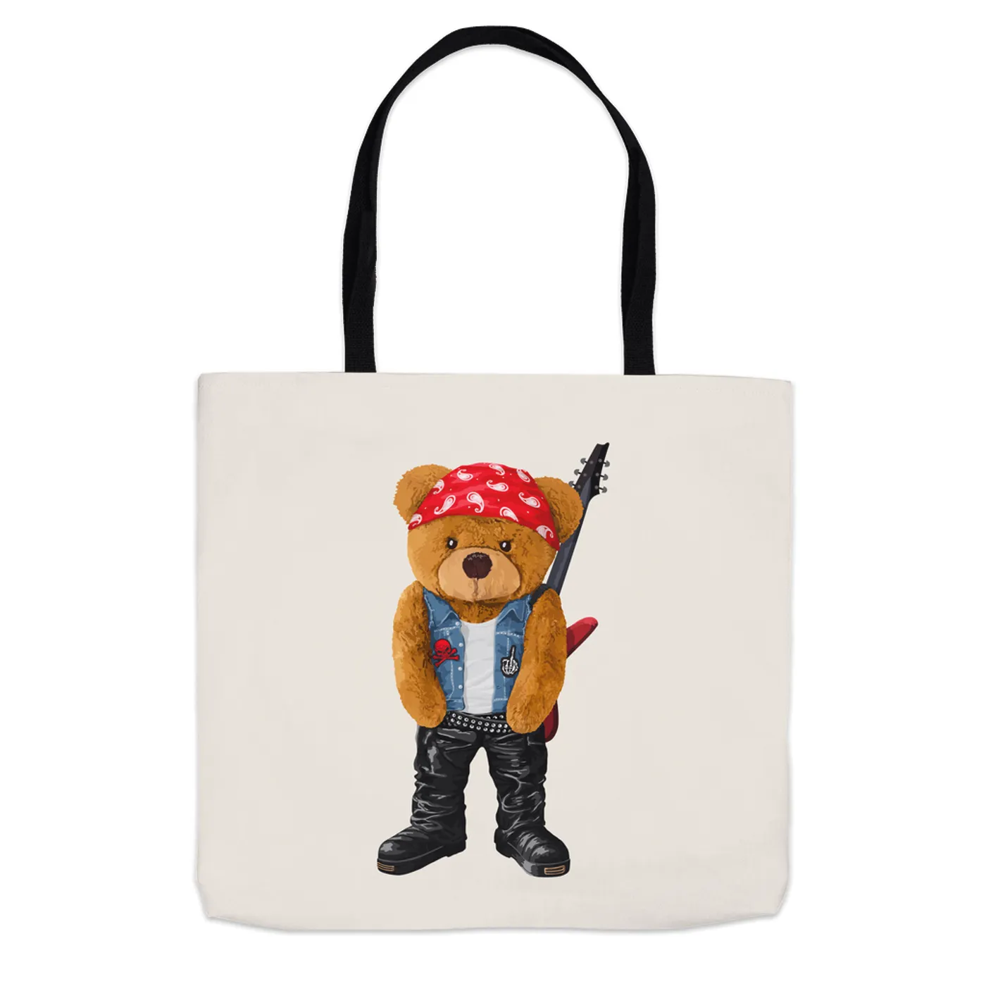 Music Life - Rock Merchbar Music Life Tote Bag | Rocker Teddy Merchbar Music Life Bag