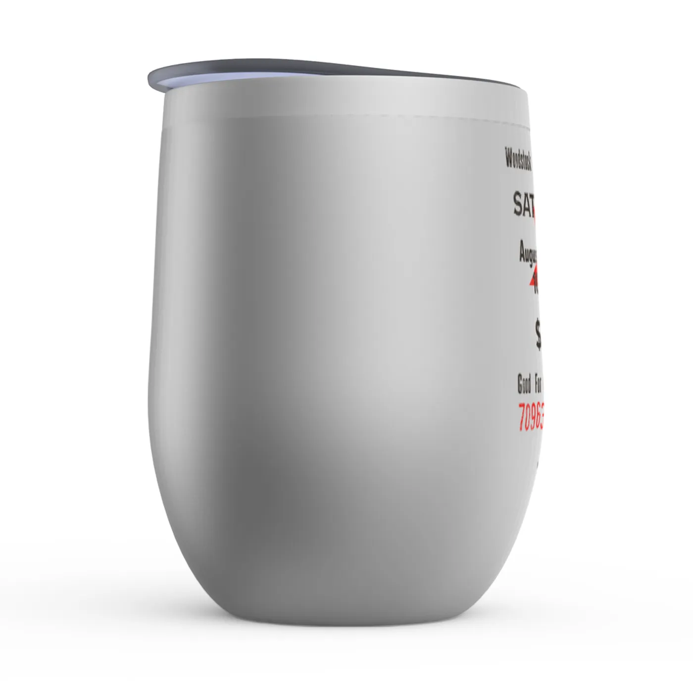 Woodstock Wine Tumbler | Woodstock Music And Art Fair Ticket Stub Design Woodstock Stemless Wine Tumbler