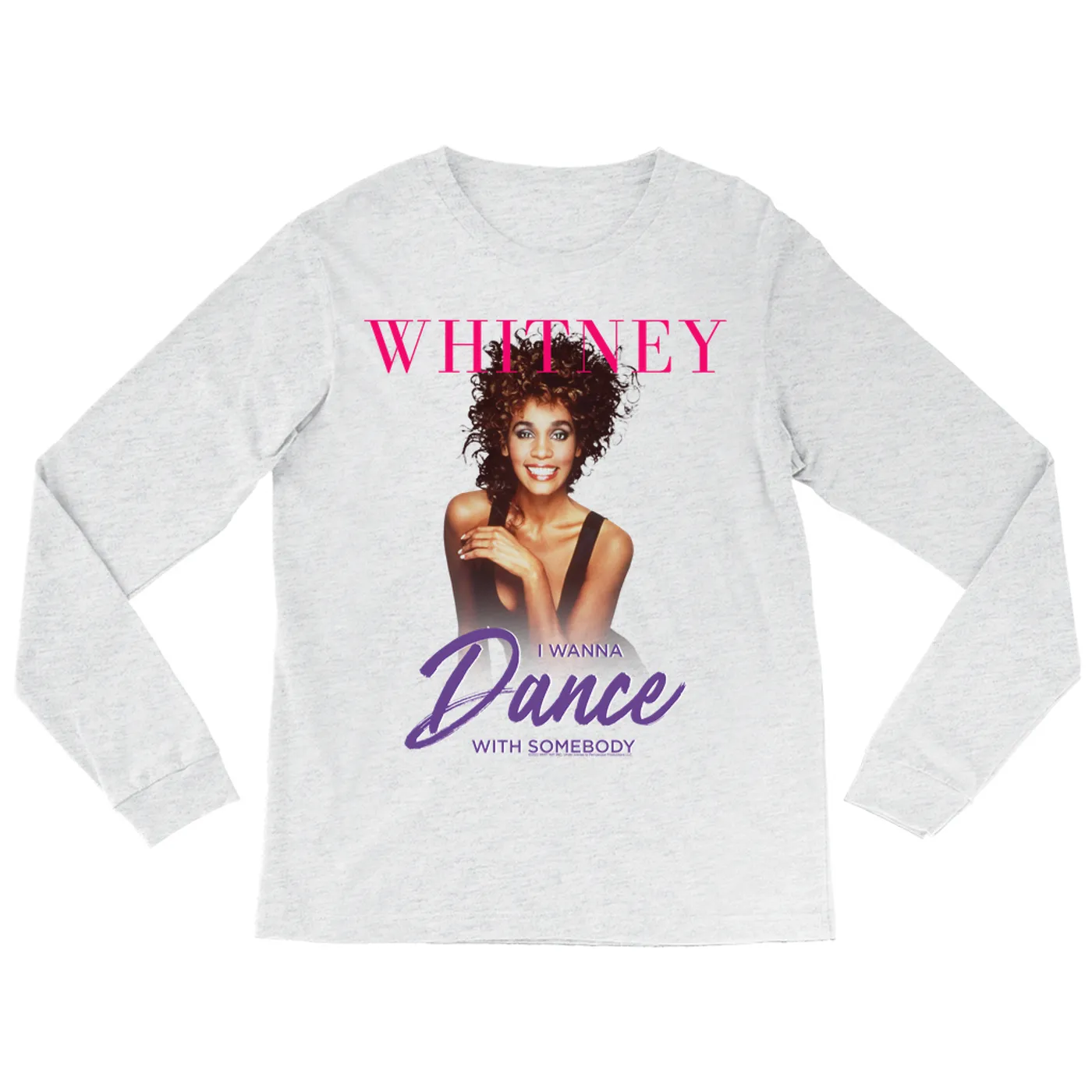 Whitney Houston Long Sleeve Shirt | I Wanna Dance With Somebody Purple Pink Design (Merchbar Exclusive) Whitney Houston Shirt