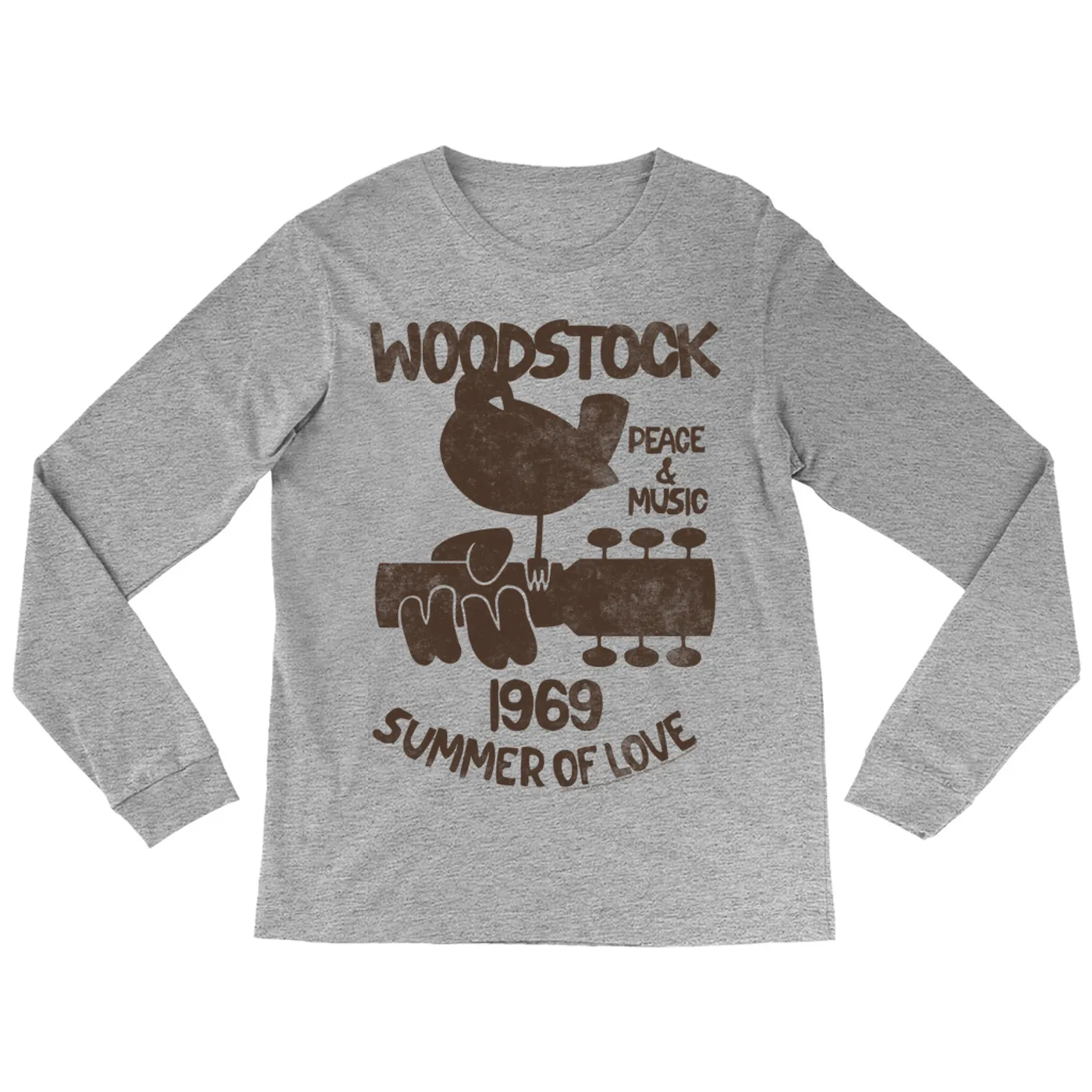 Woodstock Long Sleeve Shirt | Peace And Music 1969 Logo Image Distressed Woodstock Shirt
