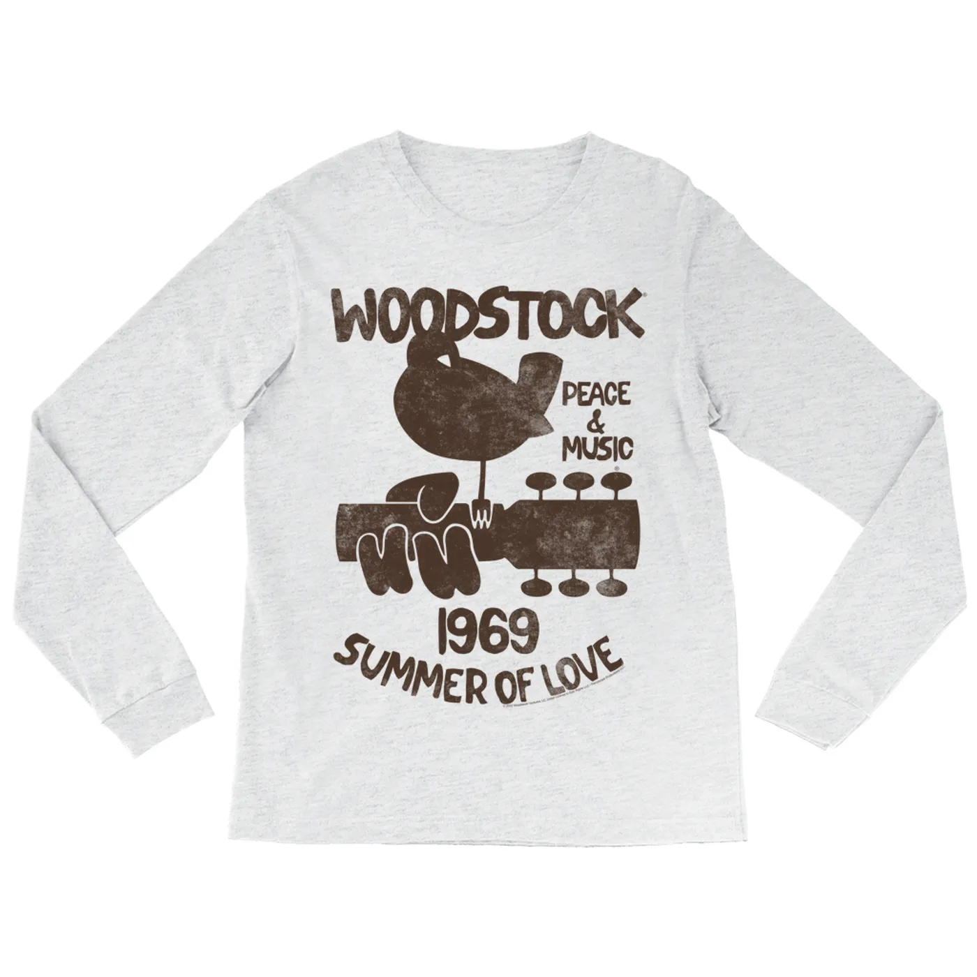 Woodstock Long Sleeve Shirt | Peace And Music 1969 Logo Image Distressed Woodstock Shirt