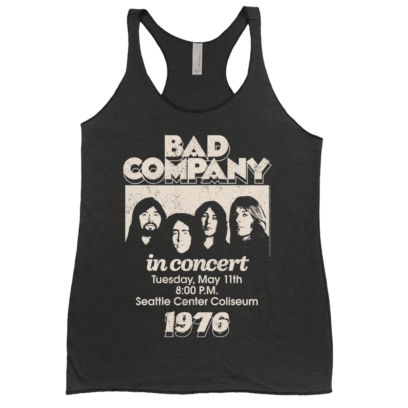 Bad Company Ladies' Tank Top | Live In Concert Seattle Center 1976 Bad Company Shirt