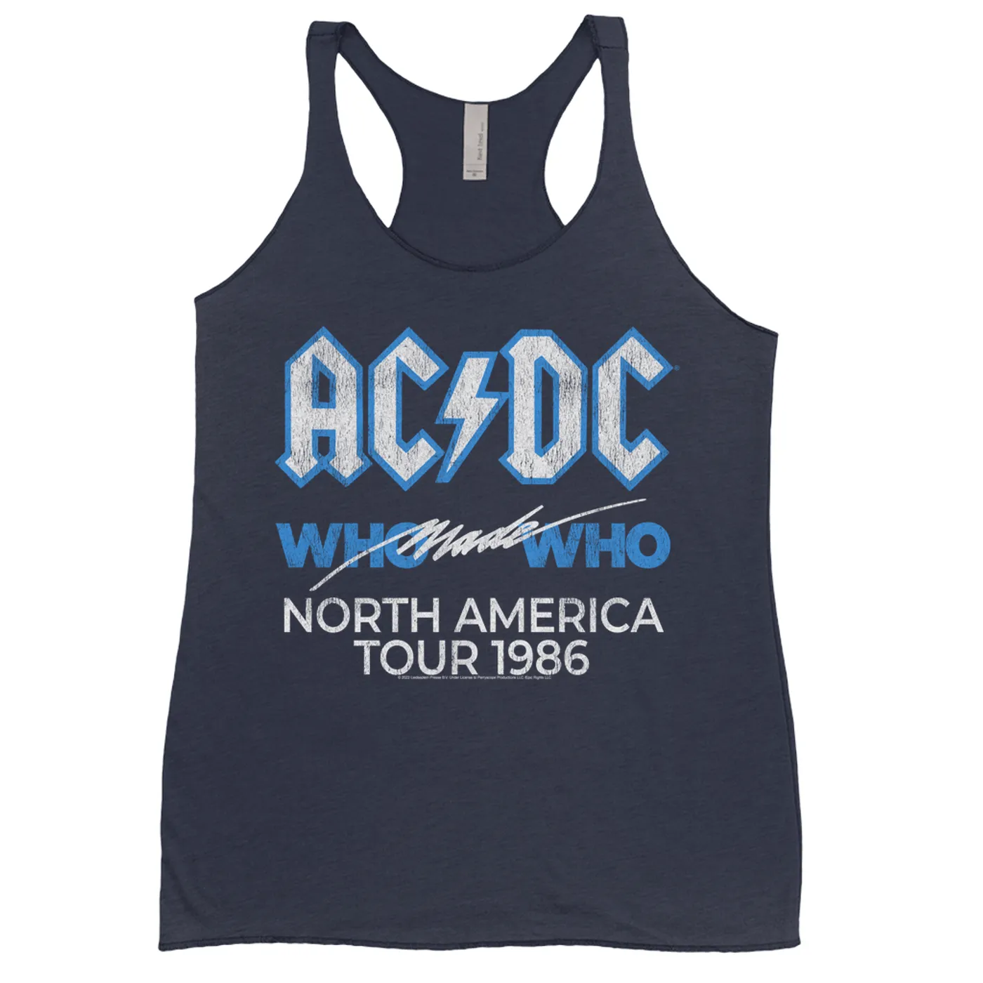 AC/DC Ladies' Tank Top | Who Made Who North America 1986 Tour Distressed ACDC Shirt (Merchbar Exclusive)