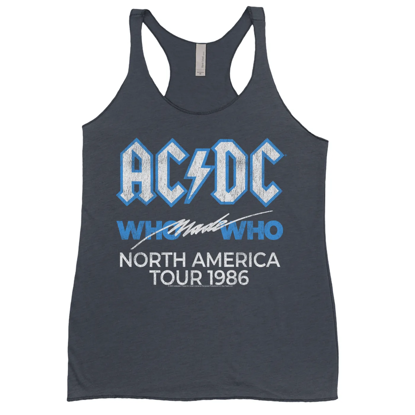AC/DC Ladies' Tank Top | Who Made Who North America 1986 Tour Distressed ACDC Shirt (Merchbar Exclusive)