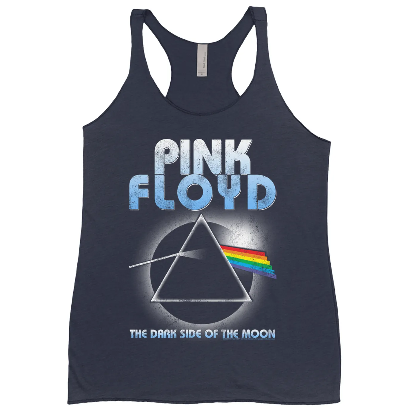 Pink Floyd Ladies' Tank Top | Blue Retro Dark Side Of The Moon Design Distressed Pink Floyd Shirt