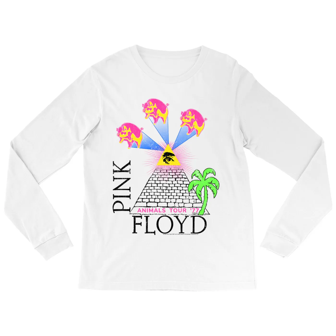 Pink Floyd Long Sleeve Shirt | Neon Animals Tour '77 Design (Merchbar Exclusive) Pink Floyd Shirt